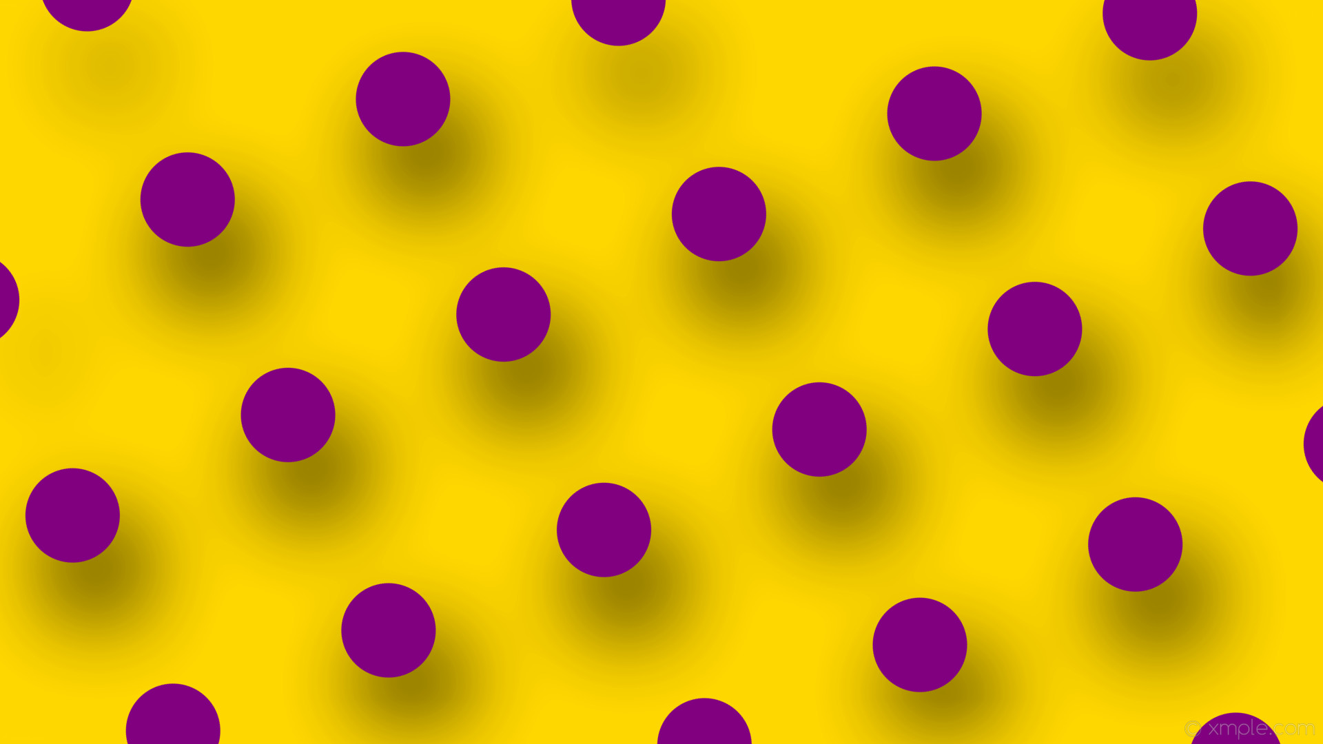 1920x1080 wallpaper polka drop shadow dots purple yellow gold #ffd700 #800080 25Â° 20Â°