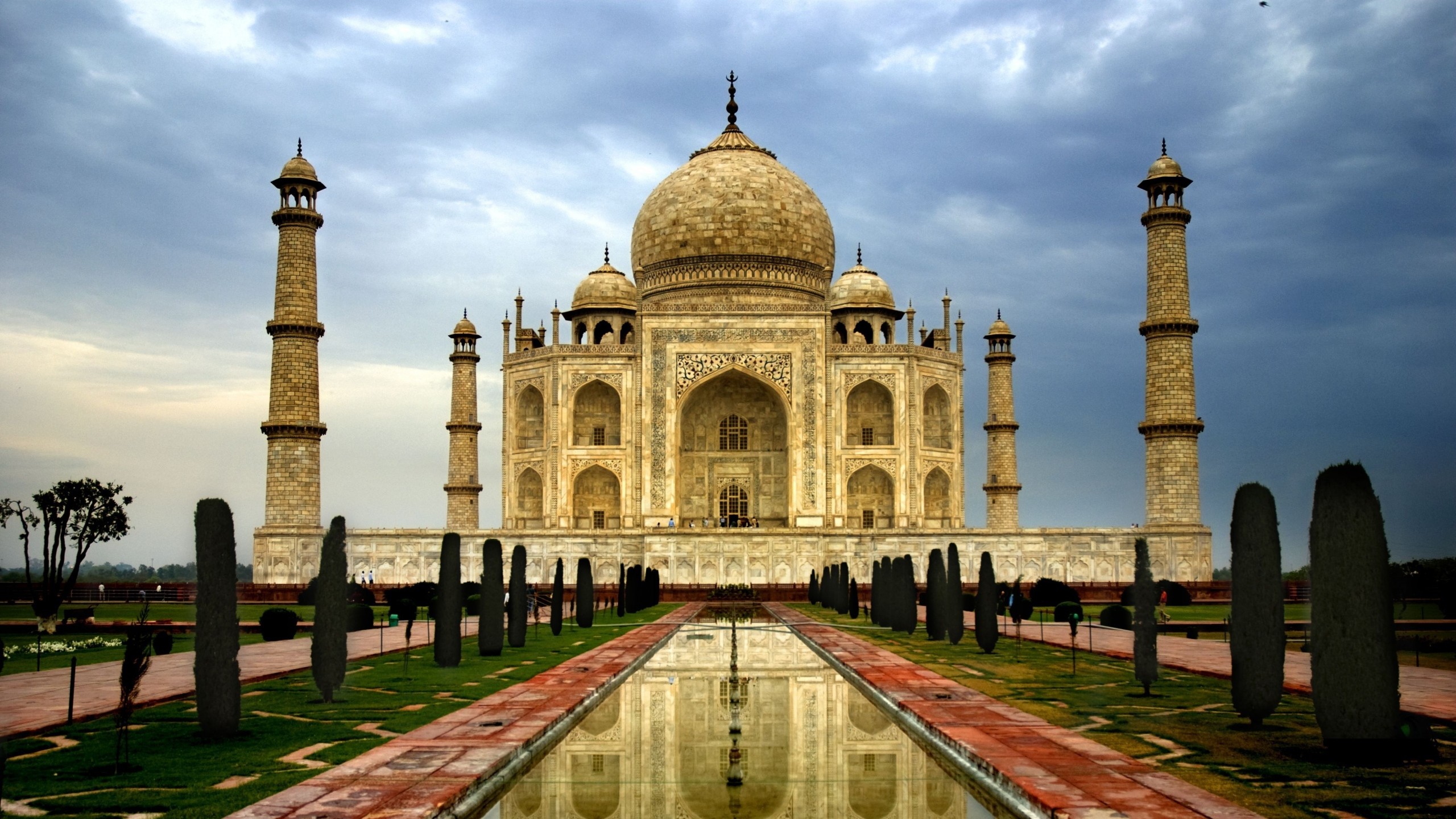 2560x1440 Preview wallpaper india, city, agra, taj mahal, architecture, marble, domes