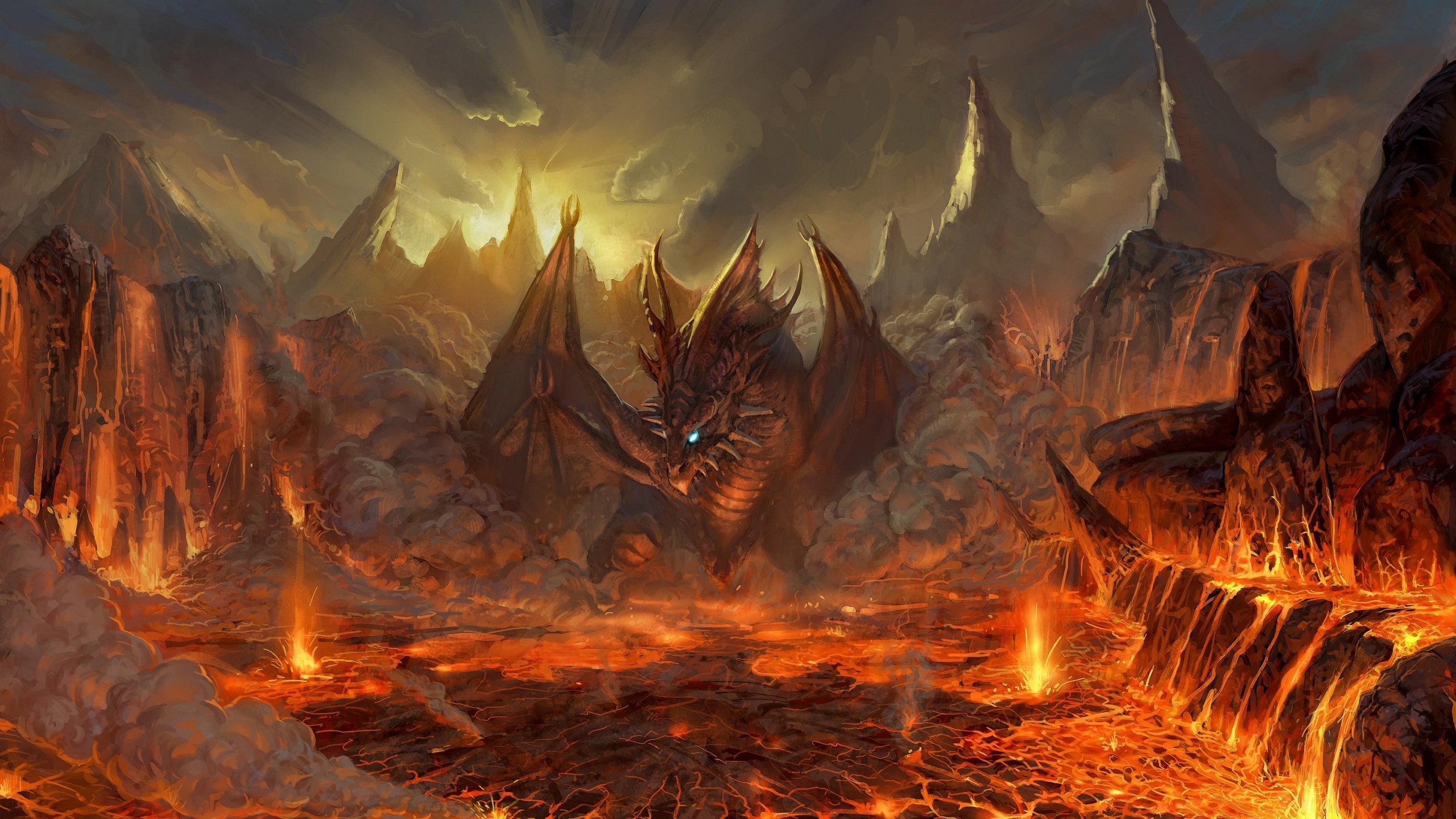 2560x1440 Fire Dragon wallpaper background