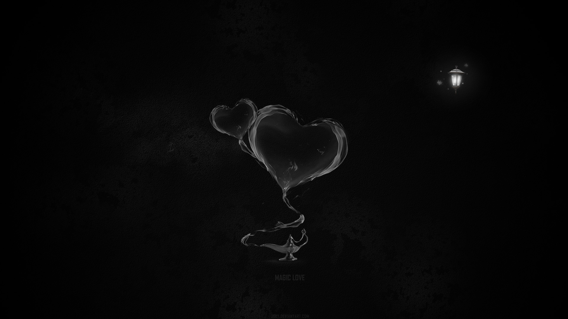 1920x1080 Abstract Black Background Hearts Lamps Magic Minimalistic