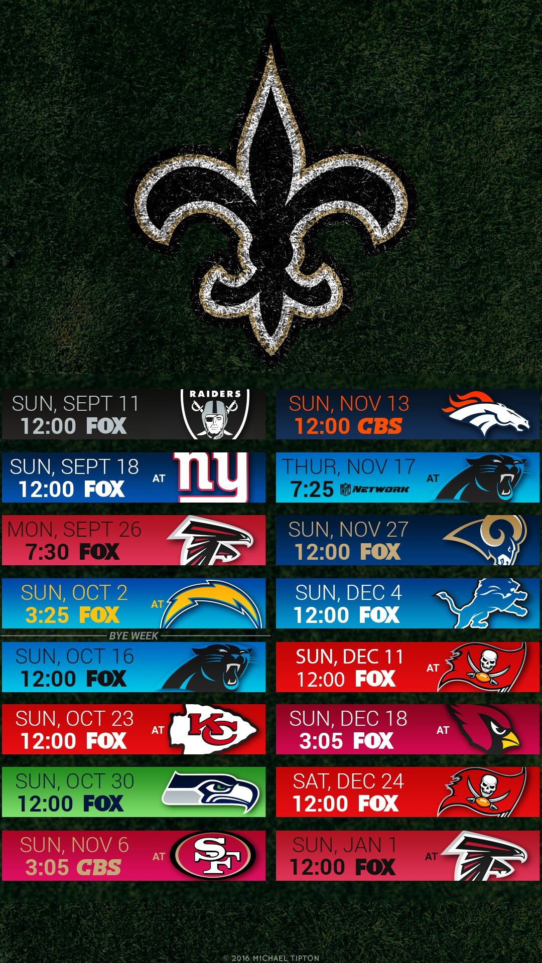 1080x1920 2016 New Orleans Saints Football Schedule Wallpaper for Iphone or Android  device