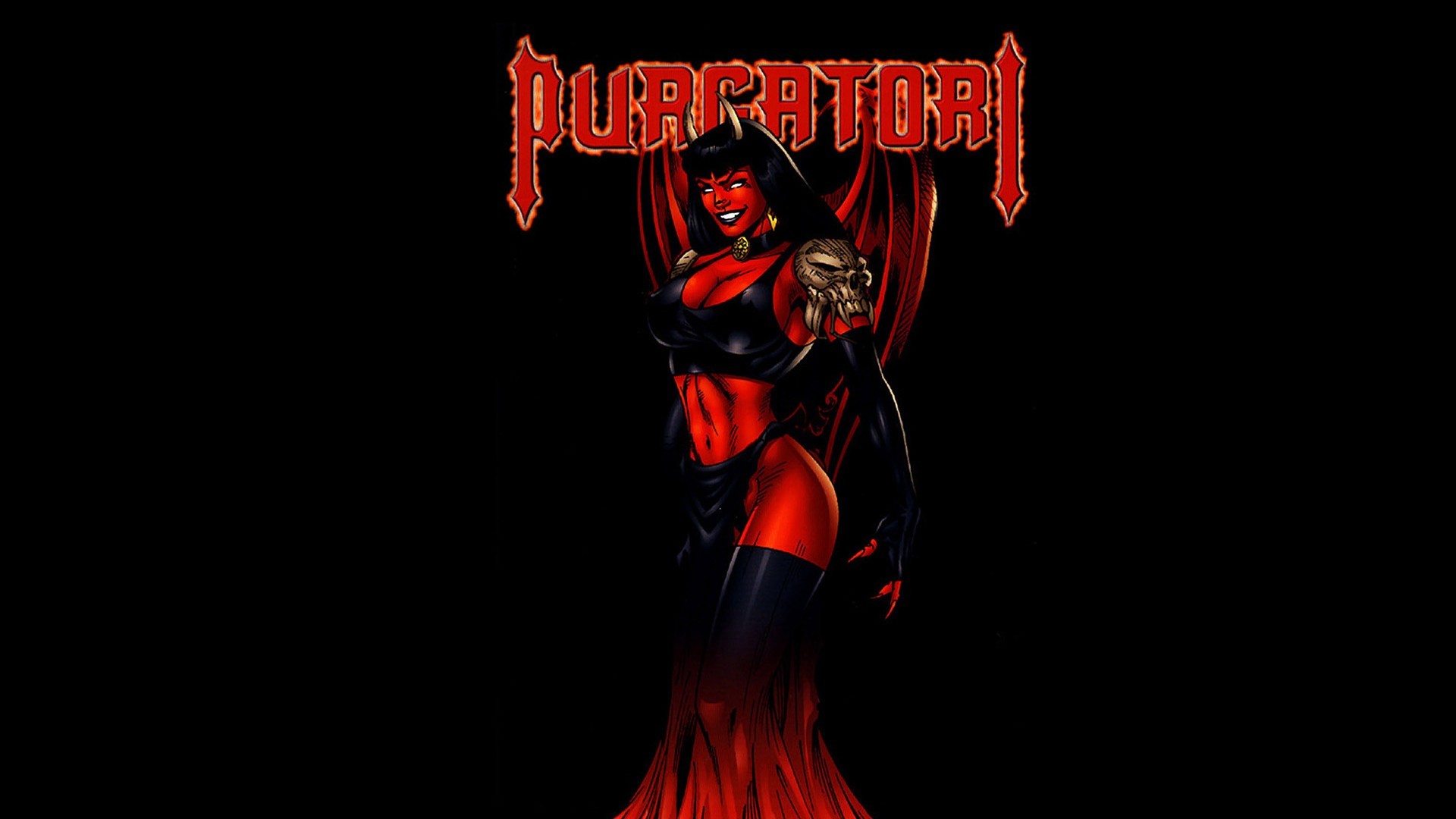 1920x1080 General  Purgatori comics Chaos Comics typography illustration  black background Lady Death