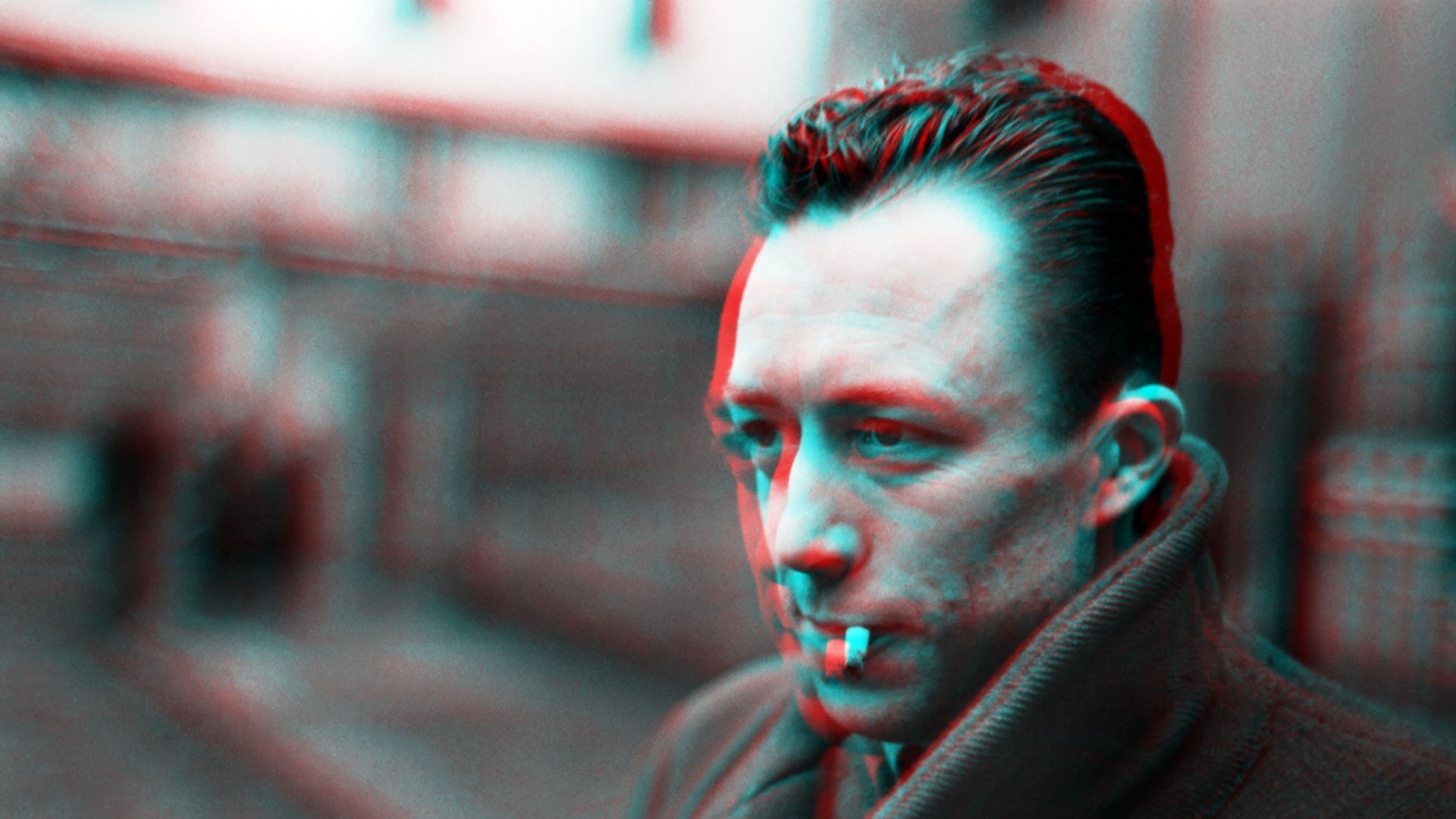 1920x1080 Albert Camus, Anaglyph 3D, Writers, Men, Cigarettes Wallpapers HD / Desktop  and Mobile Backgrounds
