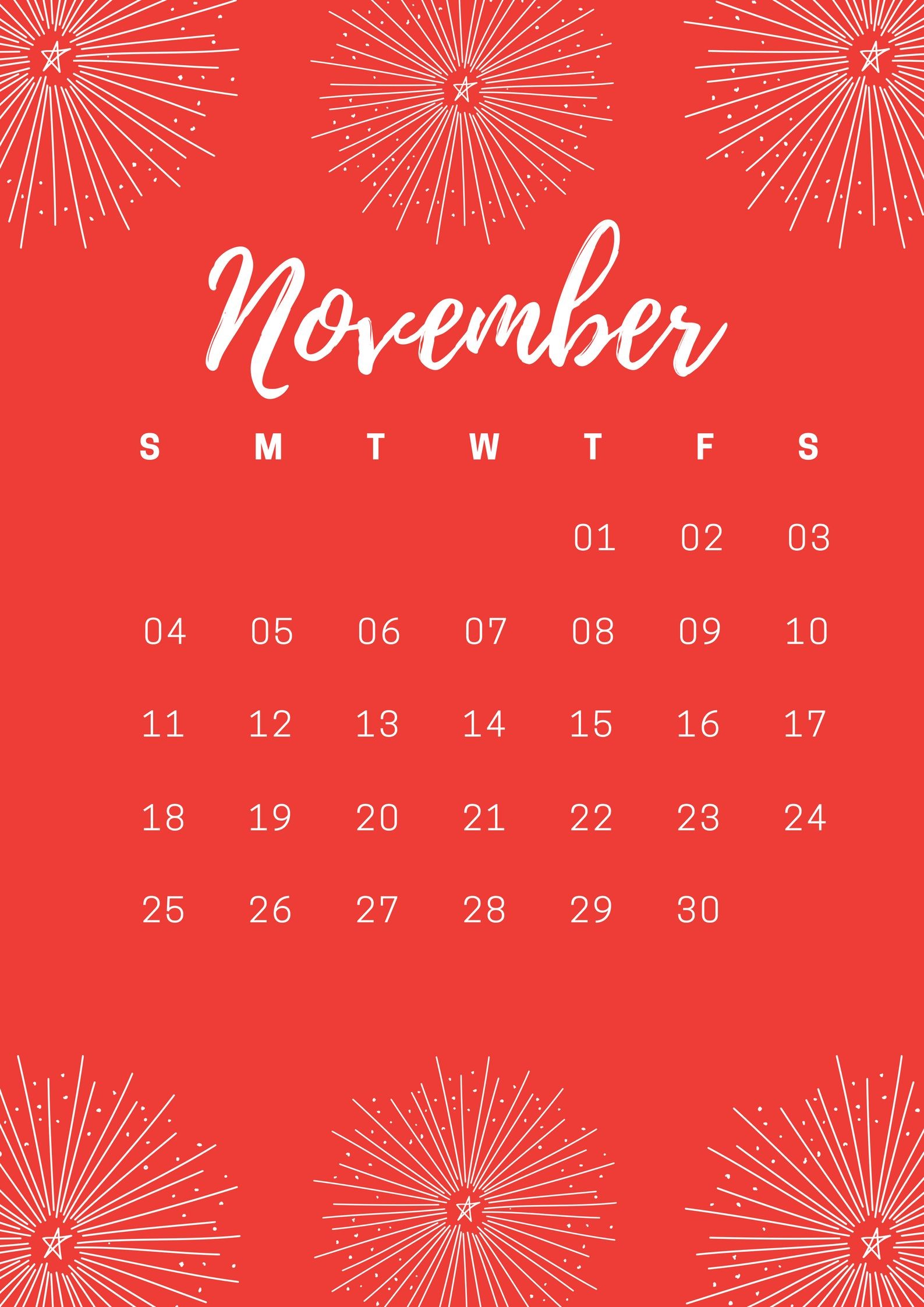 1587x2245 November 2018 iPhone Calendar