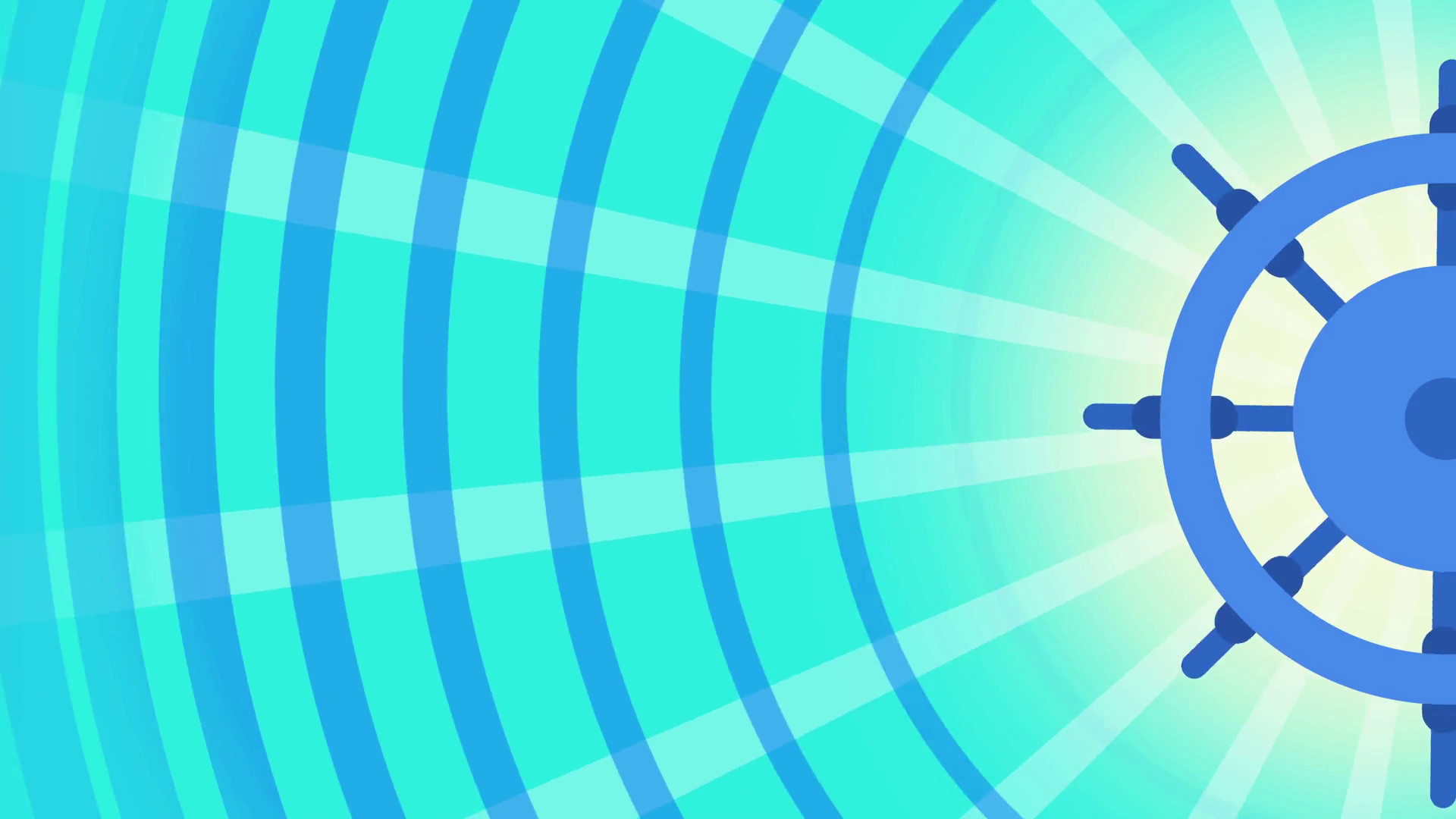 1920x1080 Animation of colorful cartoon ship's helm rotation with circle waves and  sunburst in the background seamless