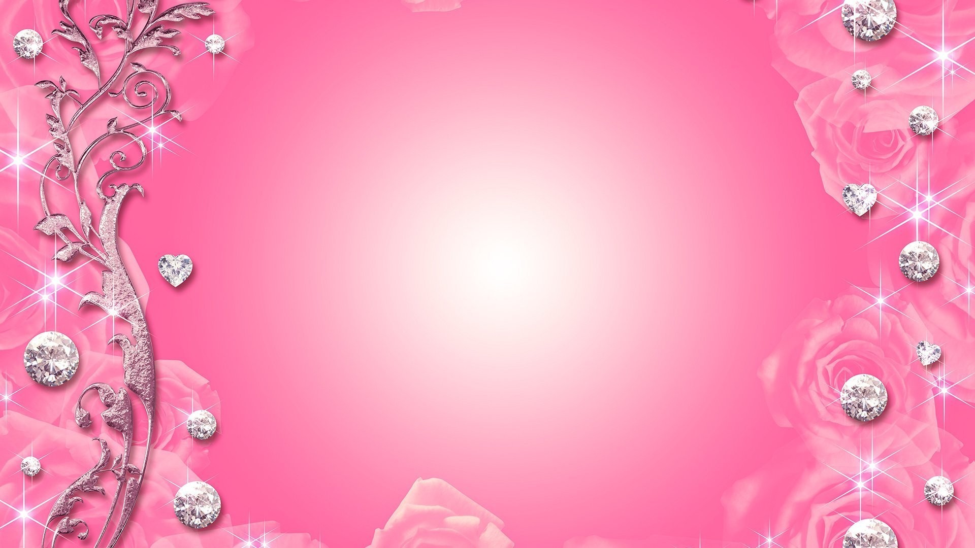 1920x1080 Diamond Heart Pink Frame backgrounds