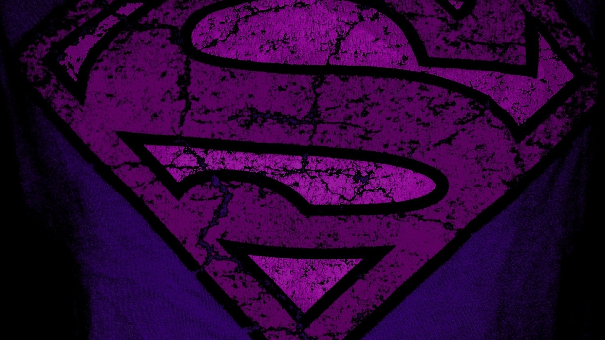 2048x1152 Preview wallpaper purple, superman, sign, dark 