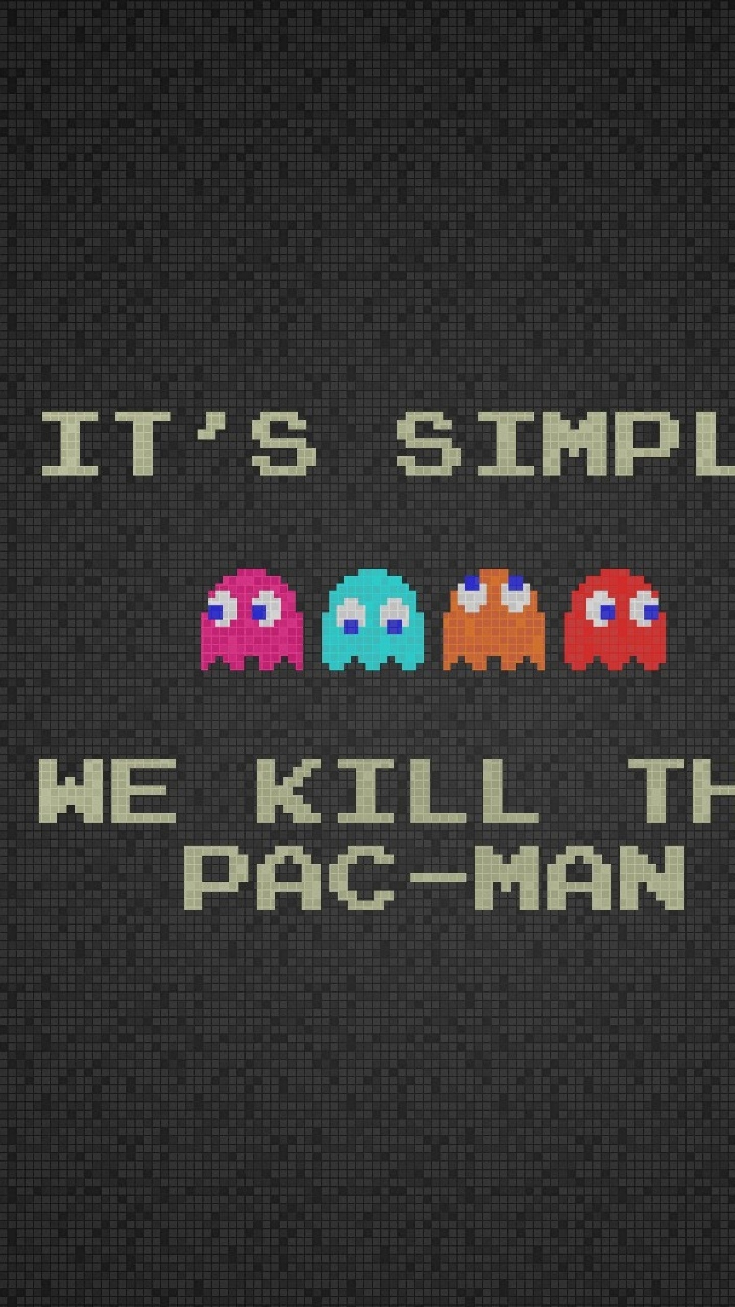 1440x2560  Wallpaper pacman, quote, characters, background, font