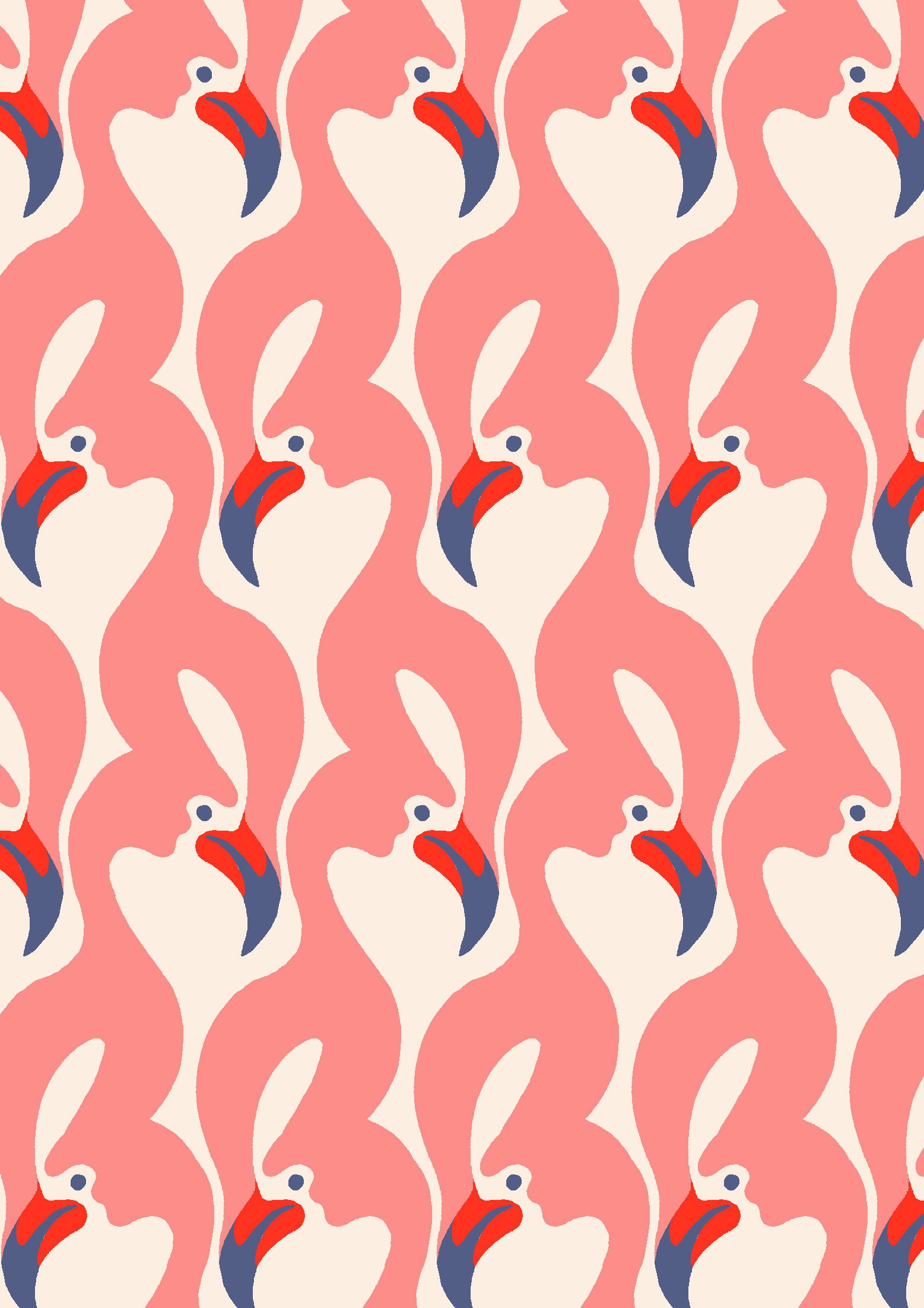 1557x2203 Retro pink flamingo pattern by Minakani
