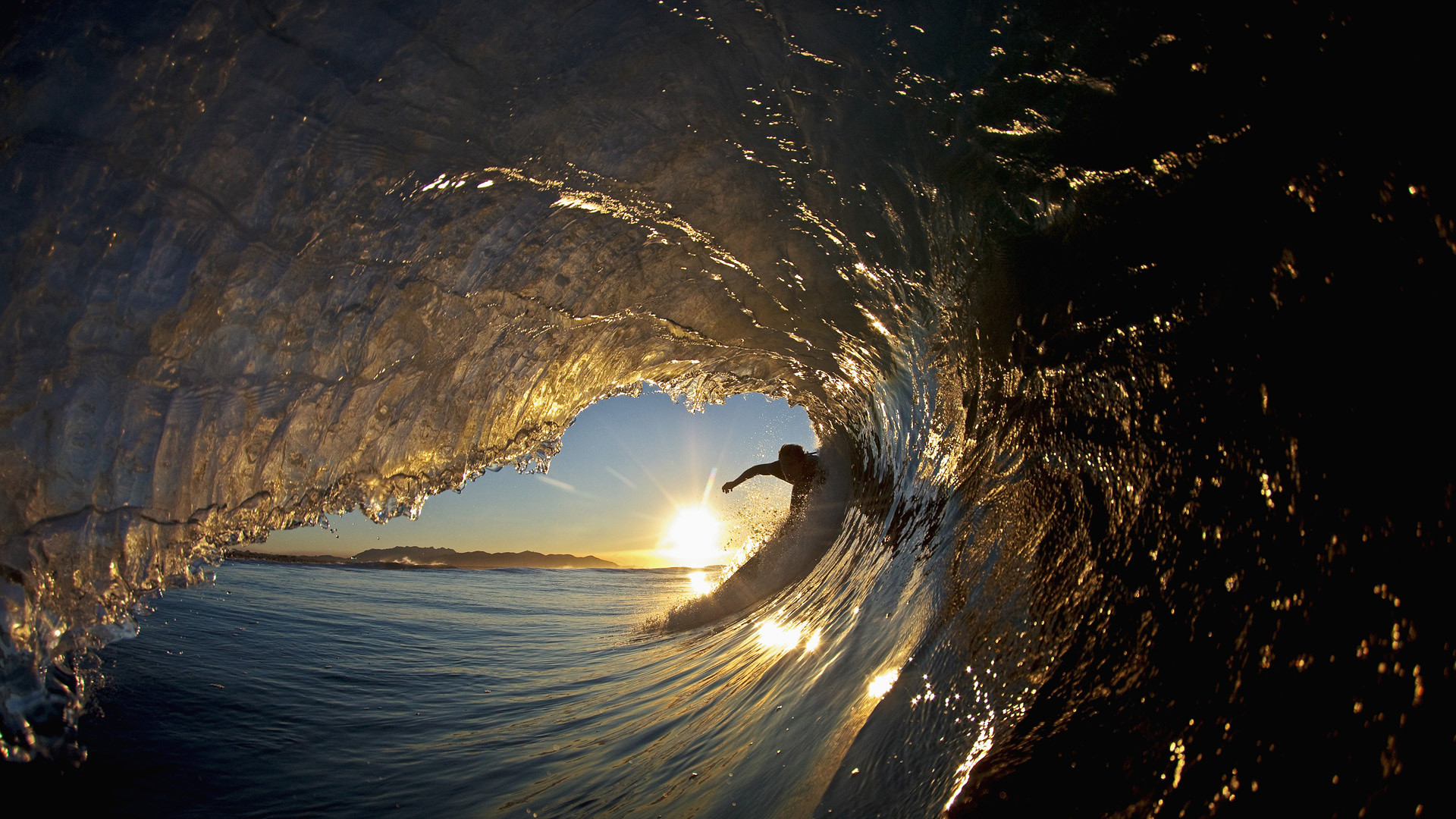 1920x1080 9 Surfing Wallpaper, HD, Wave, Gold, Sunset
