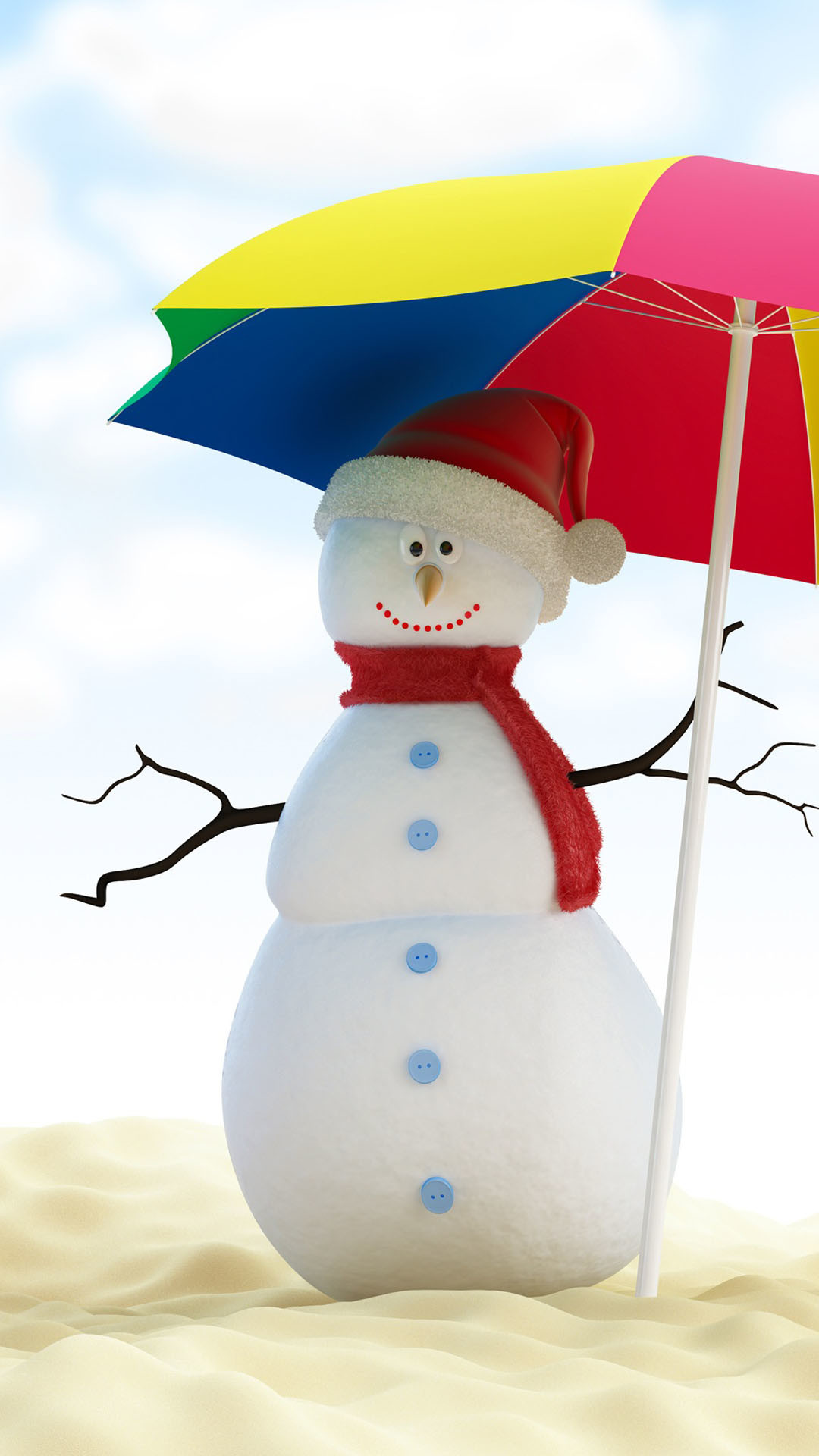 1080x1920 Christmas Snowman On Beach