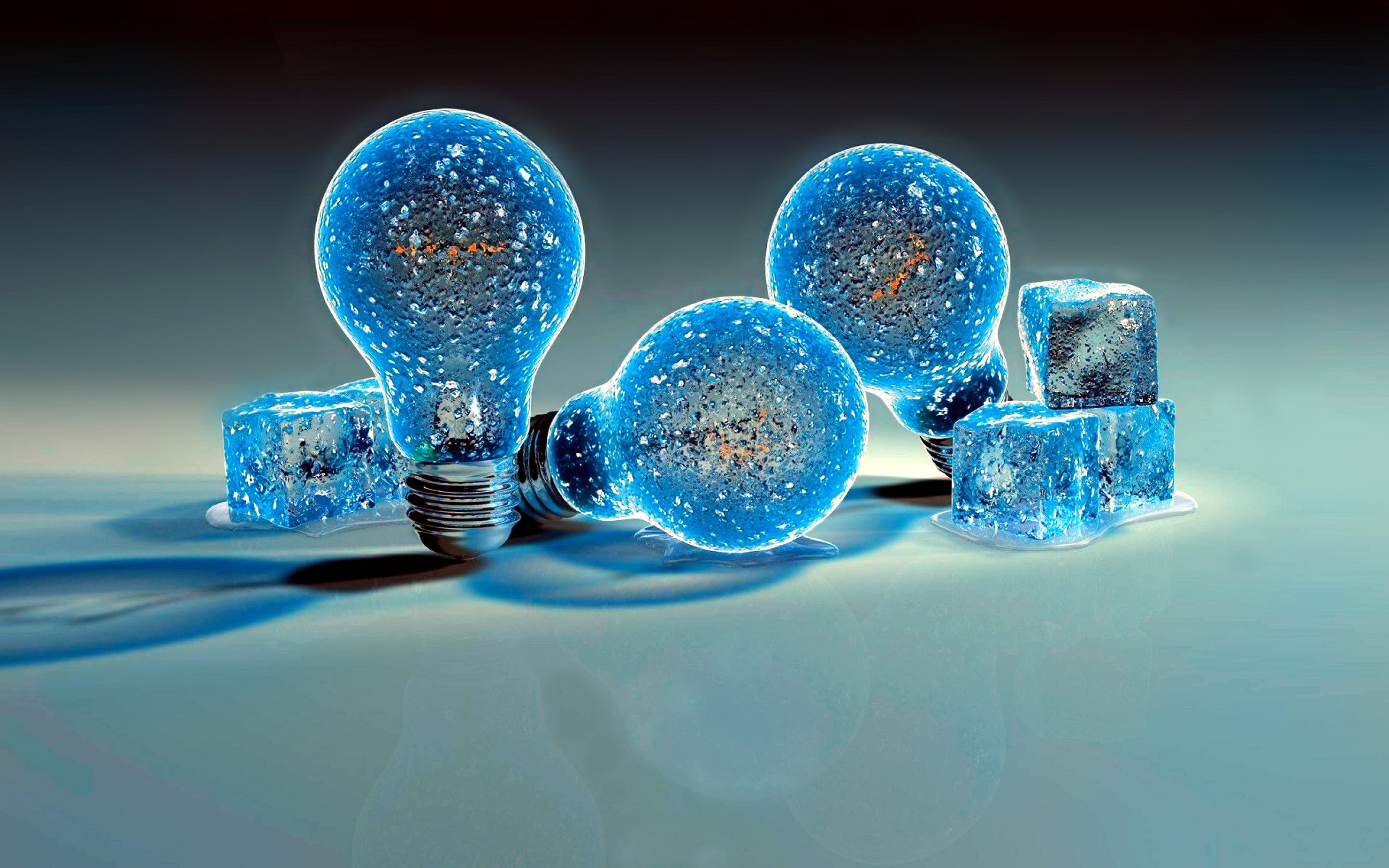 2960x1850 Man Made - Light Bulb Fantasy Blue Magical Ice Reflection Bulb Wallpaper