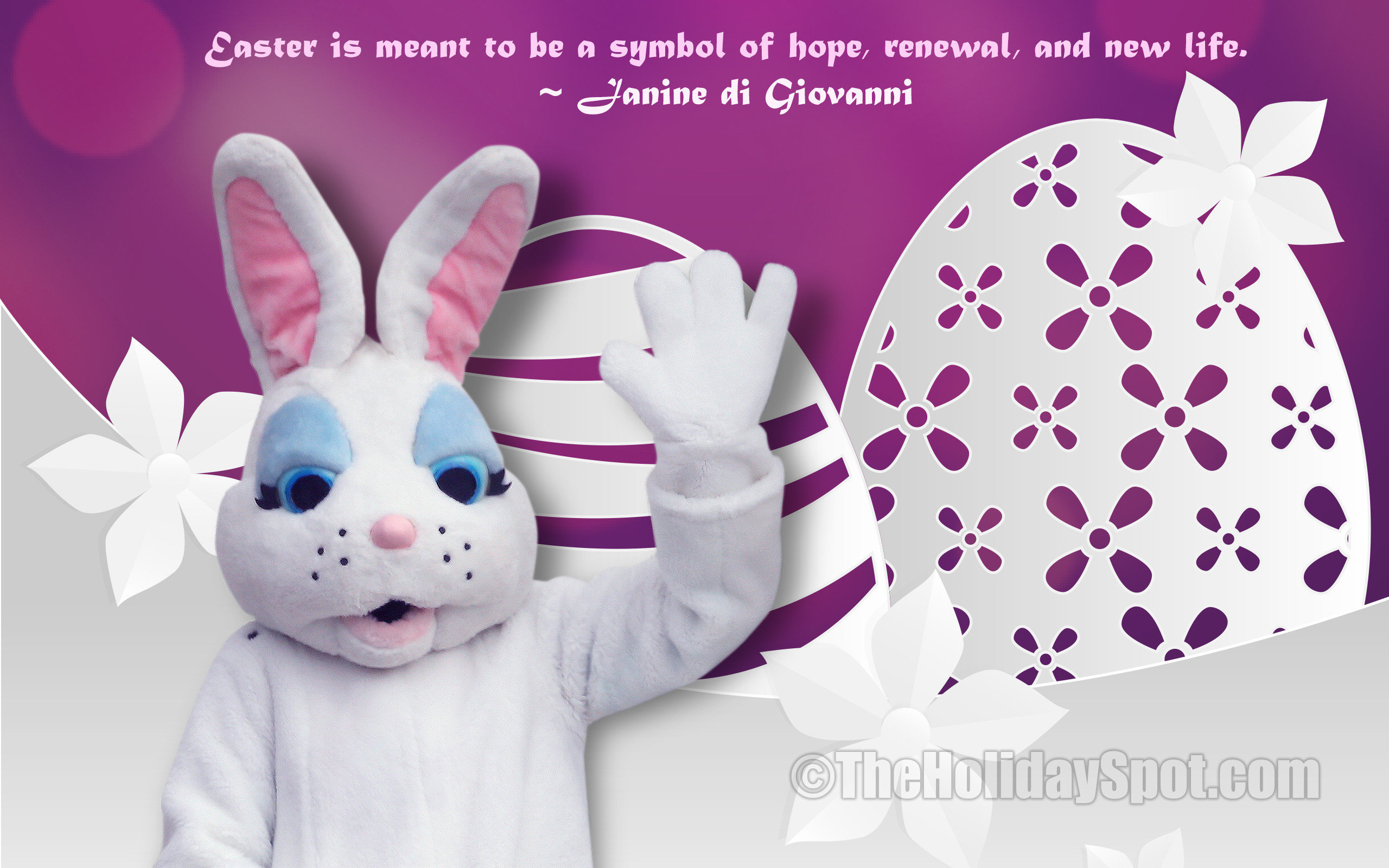 2560x1600 Easter wallpaper themed with a bunny and a quotation