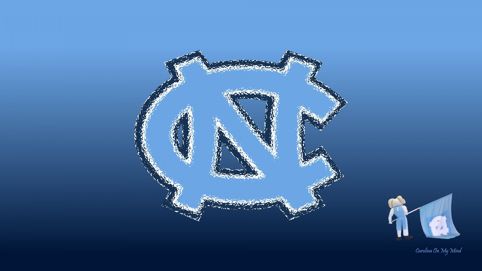 1920x1080 UNC Wallpaper - Glass NC with Rameses and Flag on Blue Gradient 1920 x 1080