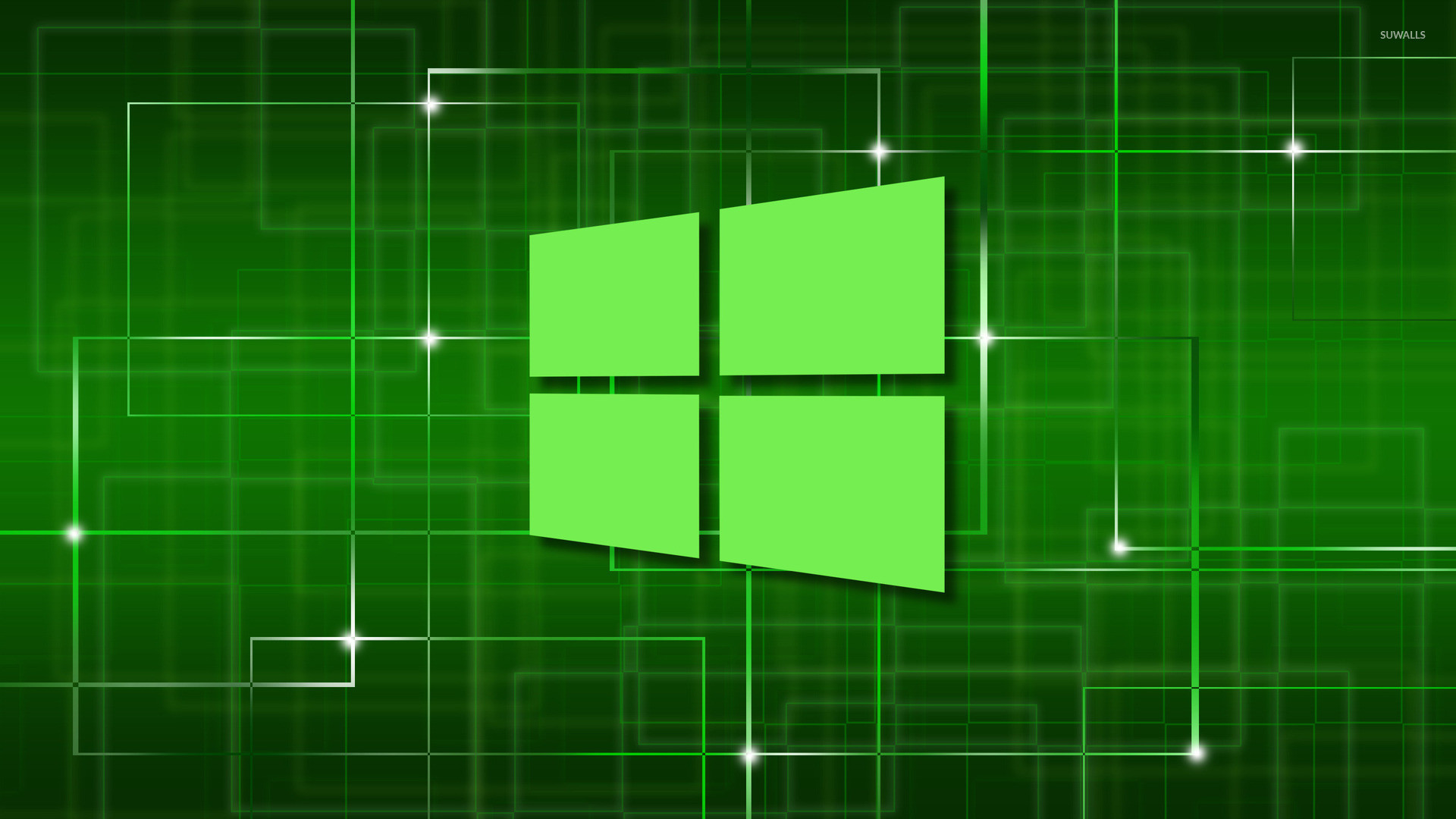 1920x1080 Windows 10 green simple logo on a network wallpaper - Computer .