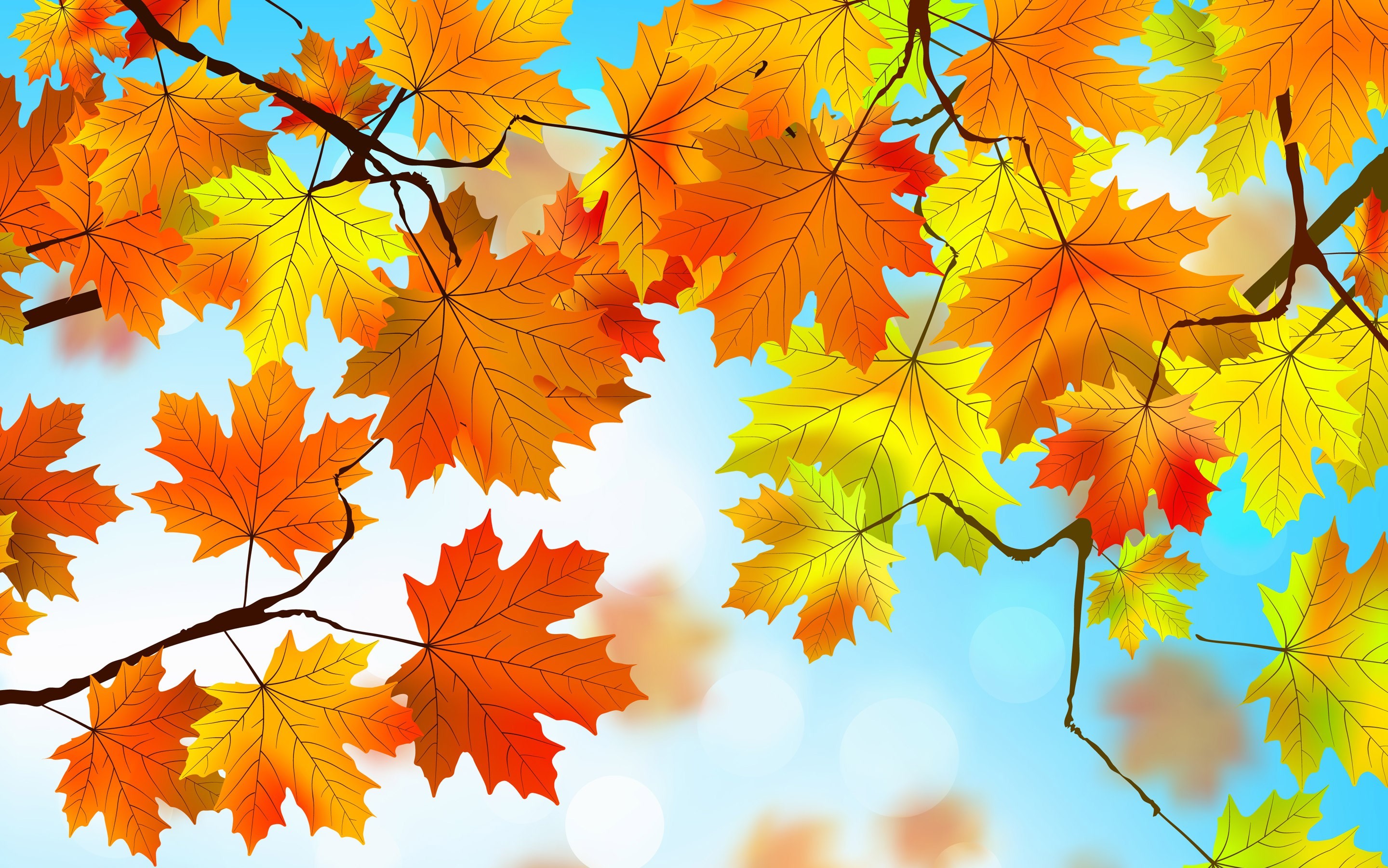 2880x1800 Red And Yellow Autumn Leaves HD desktop wallpaper High