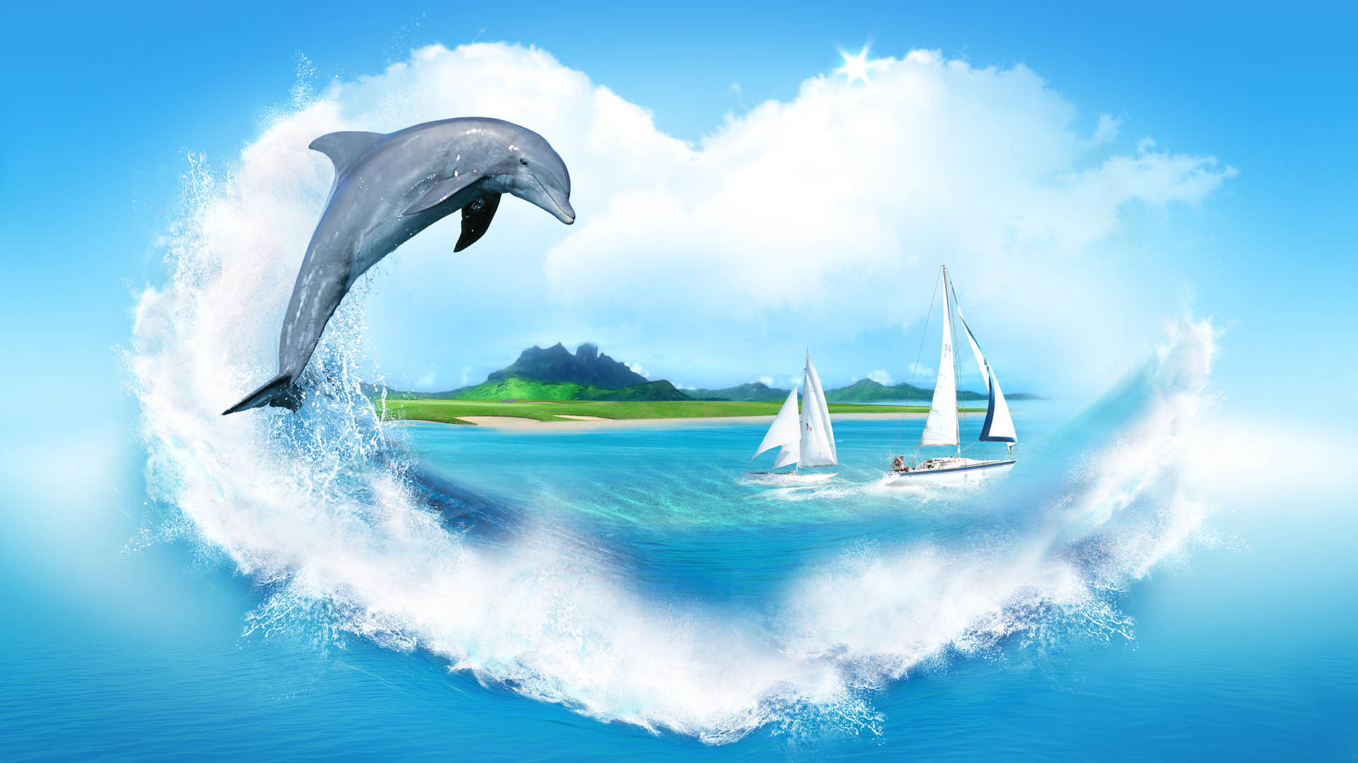 1920x1080 dolphin Best Background Wallpaper Hd ()