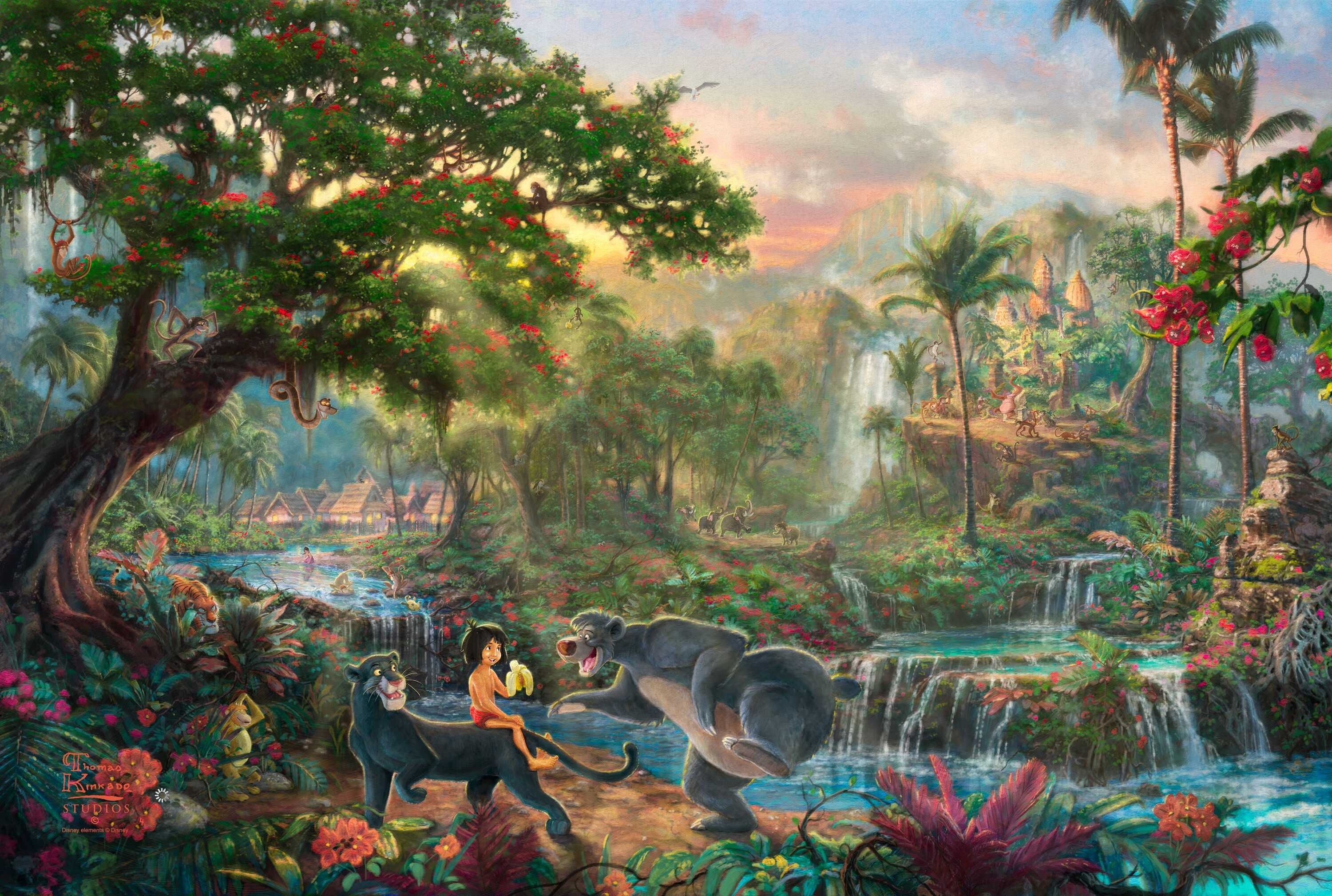 3000x2018 The Jungle Book | Thomas Kinkade | Pinterest | Thomas kinkade, Disney art  and Thomas kinkade disney
