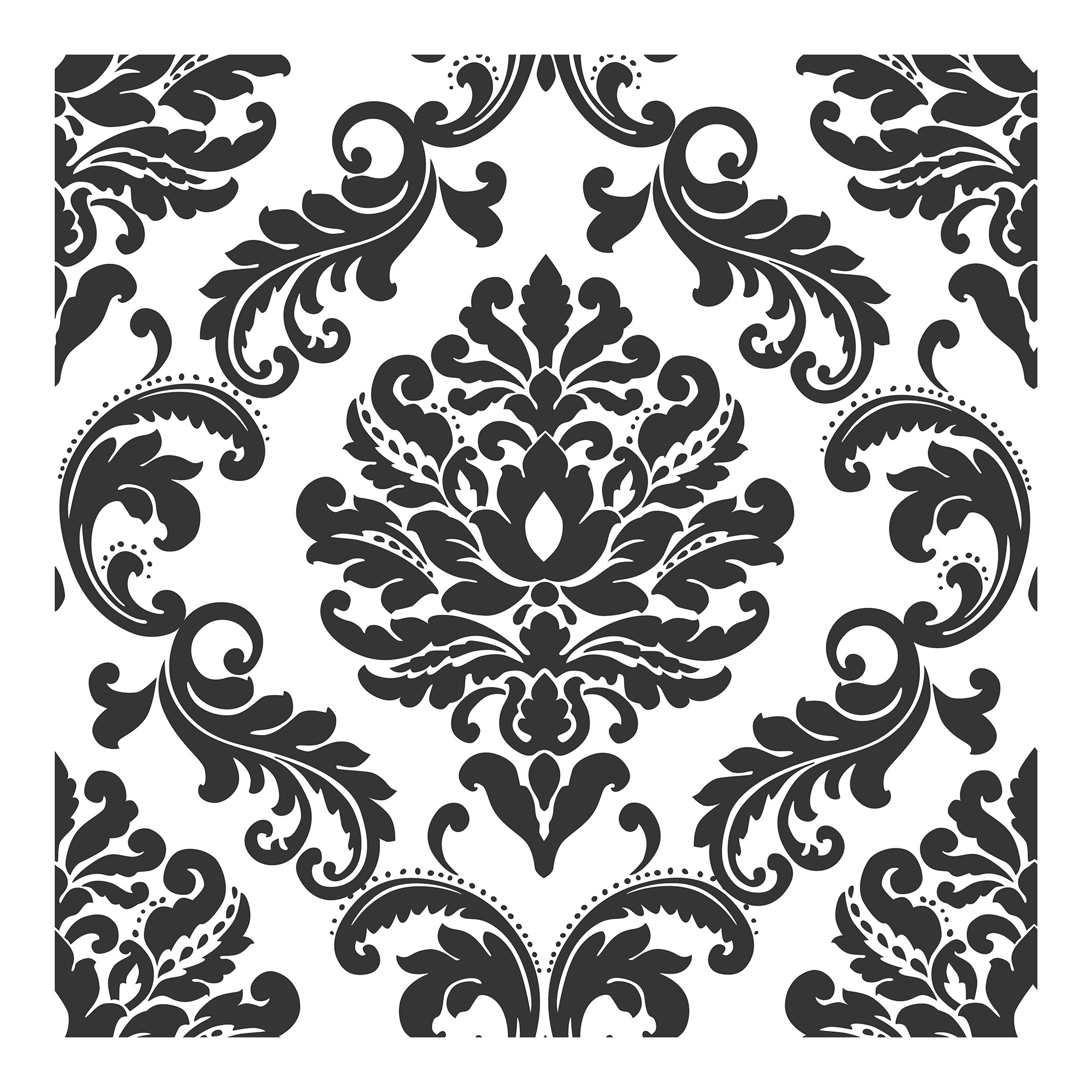 2000x2000 Ariel Black and White Damask Peel and Stick Wallpaper