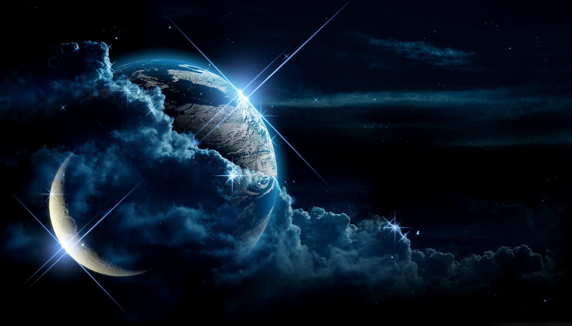 1920x1096 space, Stars, Moon, Earth, Clouds Wallpapers HD / Desktop and Mobile  Backgrounds