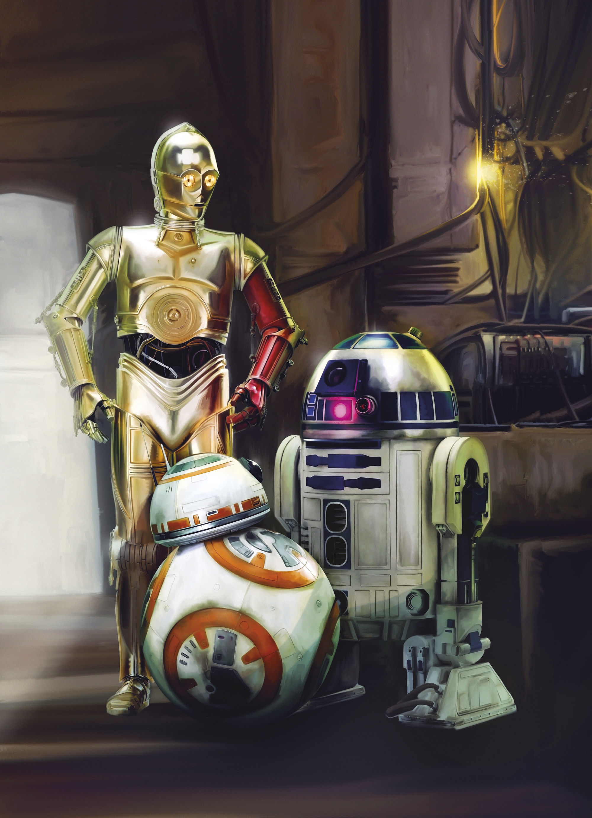 2000x2761 4-447 Star Wars Three Droids - R2-D2, C-3PO and