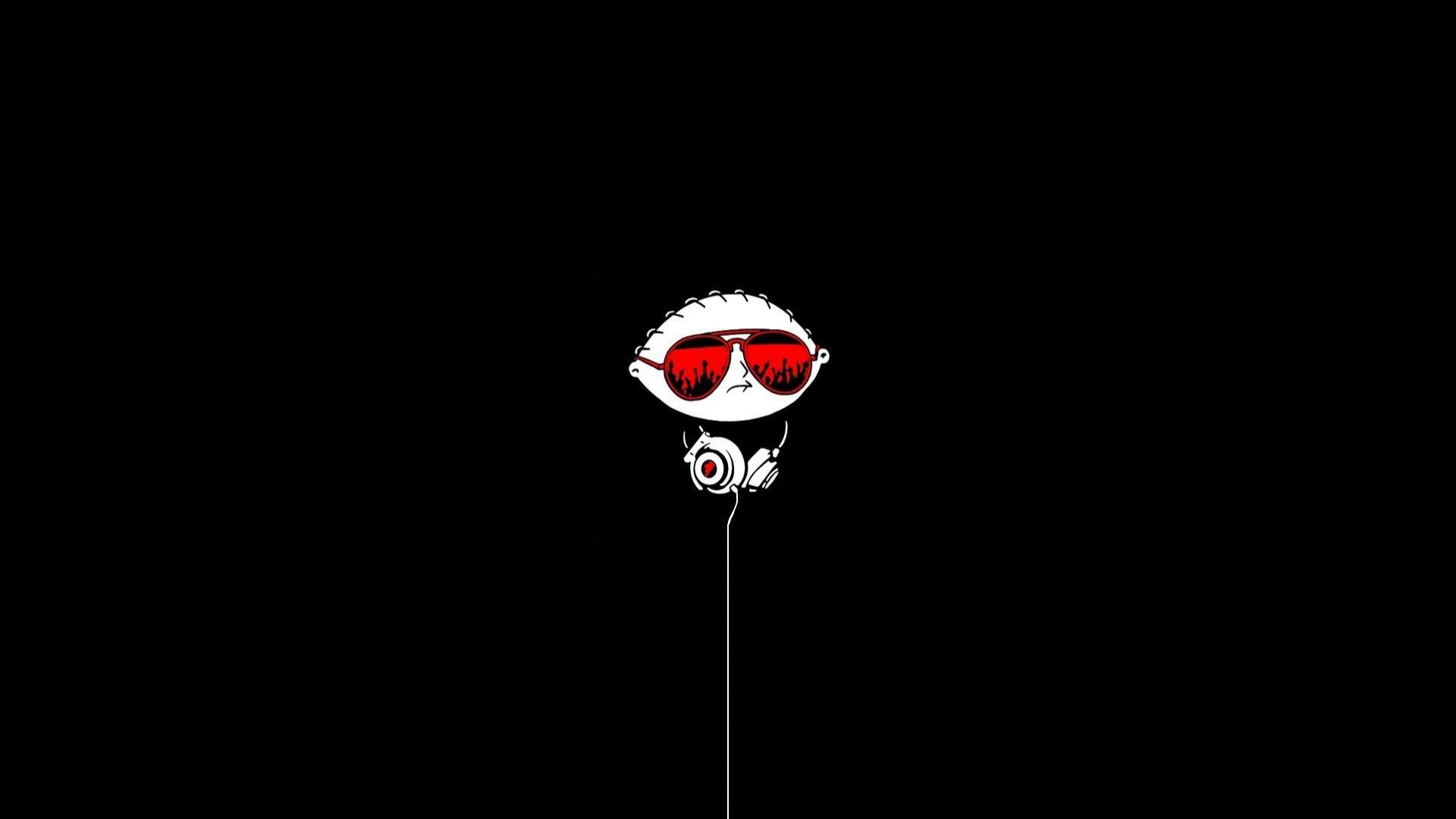 1920x1080 cartoon-black-white-boy-red-sunglasses-headphone-.
