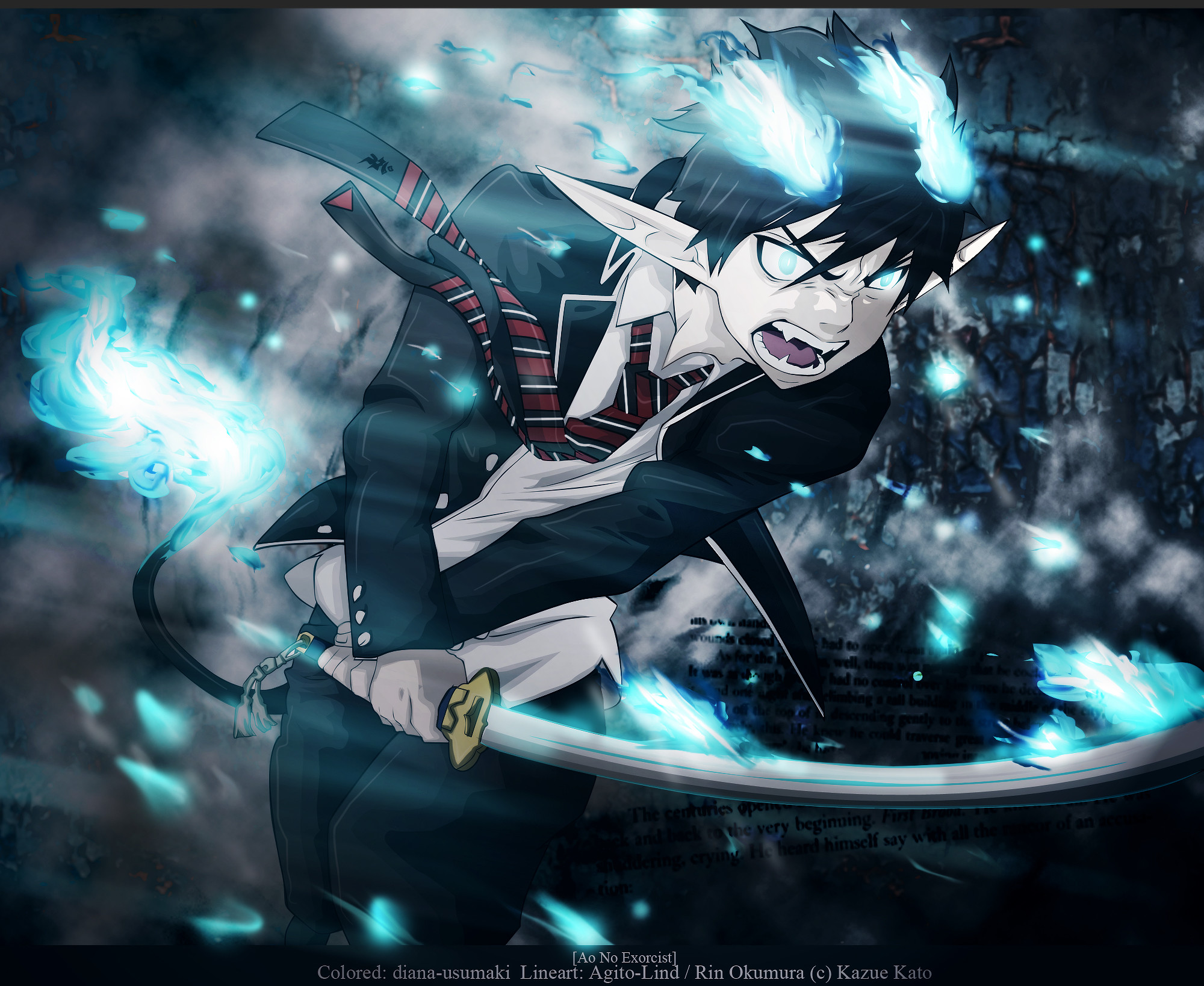2000x1638 Blue Exorcist Rin Demon Form Wallpapers 1080p