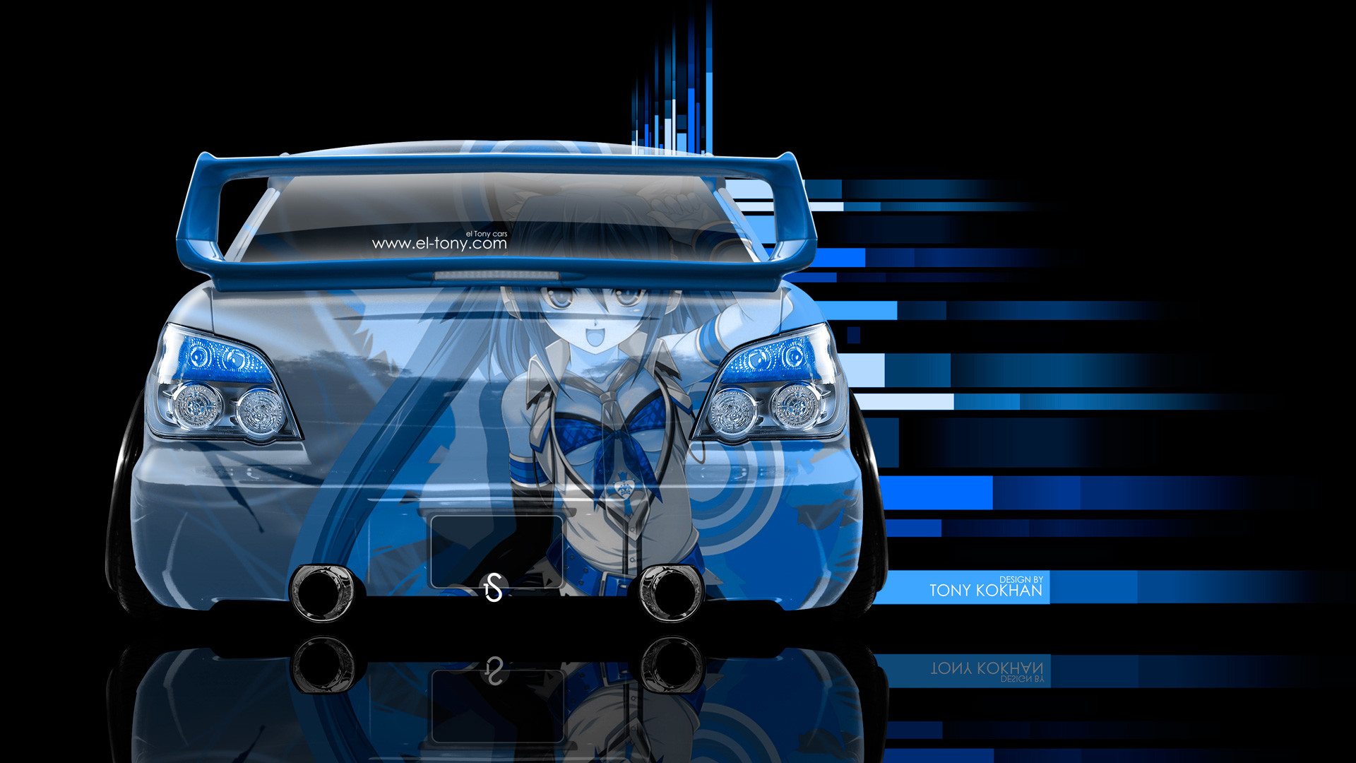 1920x1080 Subaru Impreza WRX STI JDM Back Anime Aerography Car 2014 Blue Colors  