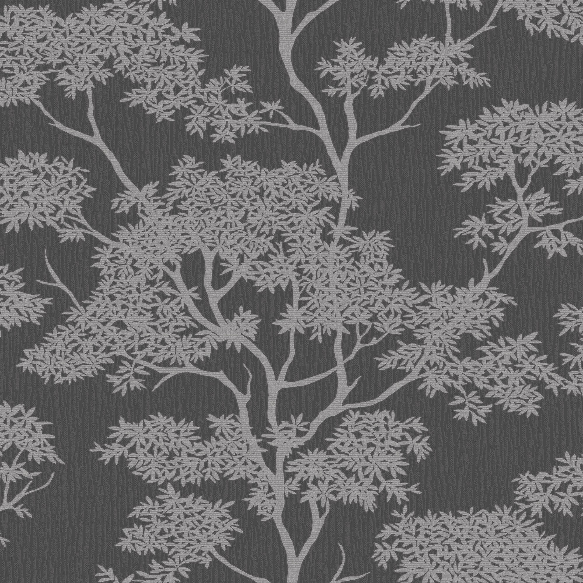 2000x2000 Glamour Tree Wallpaper Charcoal / Silver (ILW980066)