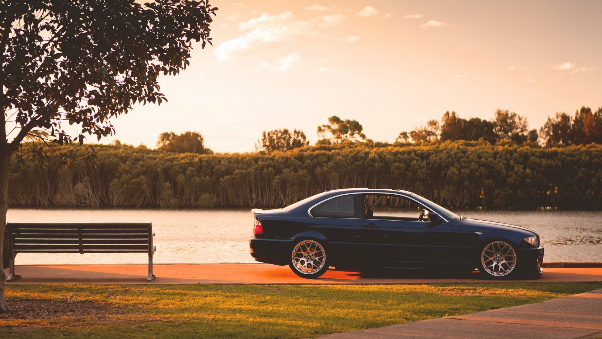 1920x1080 car, Rims, River, Bench, E46, BMW Wallpapers HD / Desktop and Mobile  Backgrounds