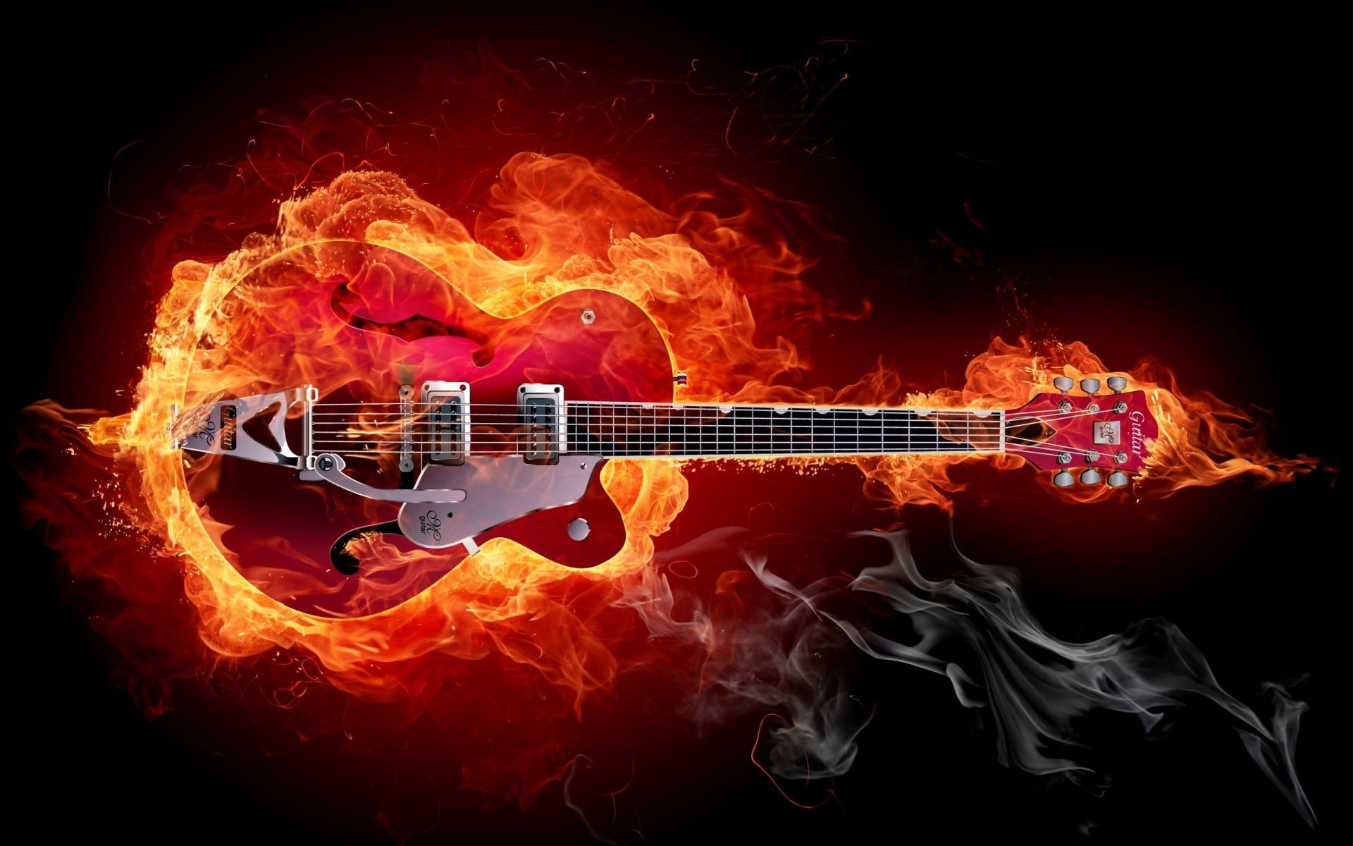 1920x1200 Burning Abstract Guitar Wallpaper