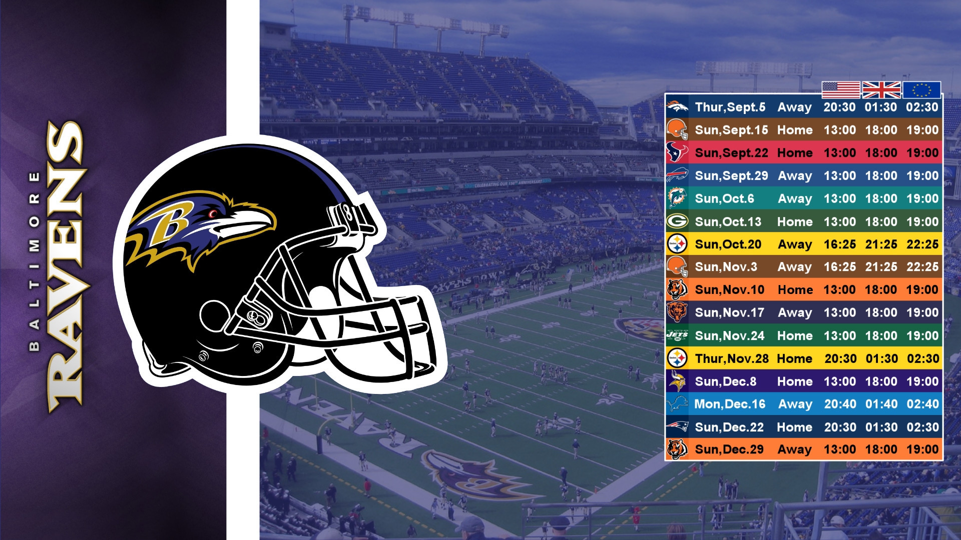 1920x1080 Resubmission - After seeing vig303's Brown's Schedule Wallpaper in r/NFL, I  made one for the Ravens (Thanks to In einRabe, Jackpotplus & In Ozzie We  Trust ...