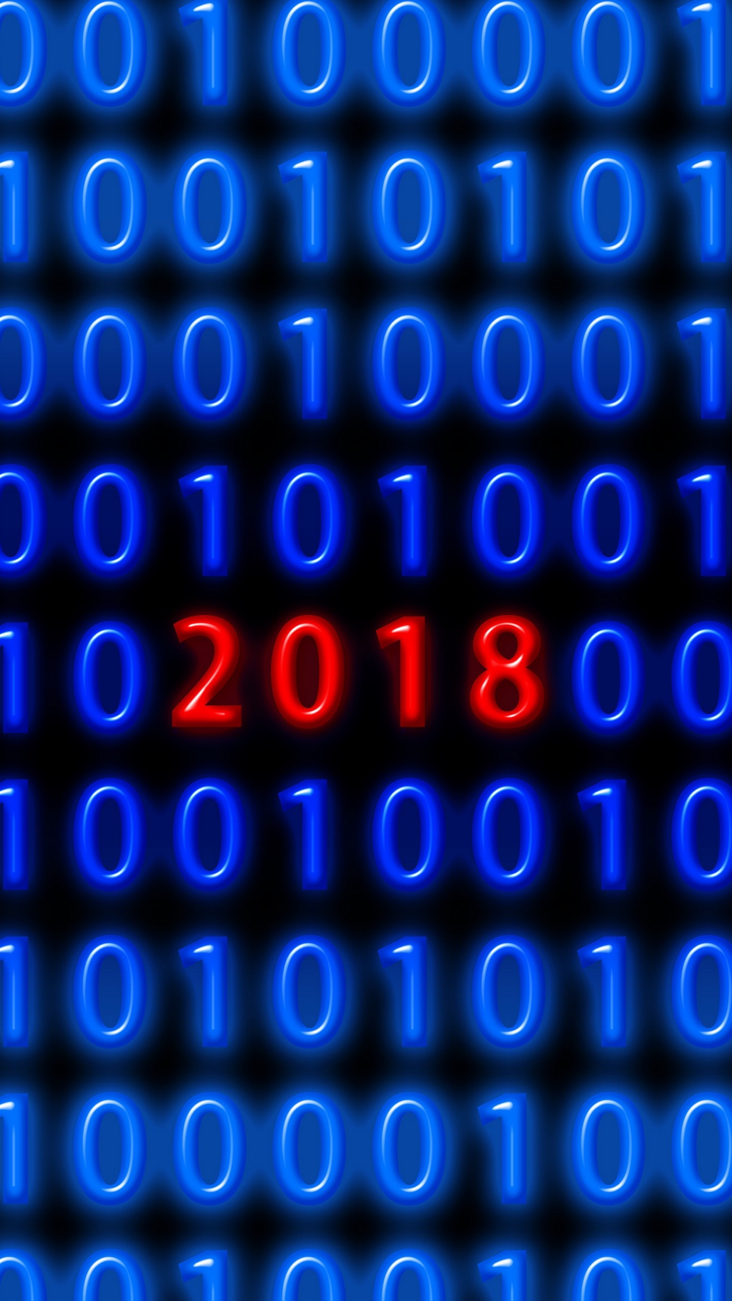 1440x2560  Wallpaper binary code, new year, 2018