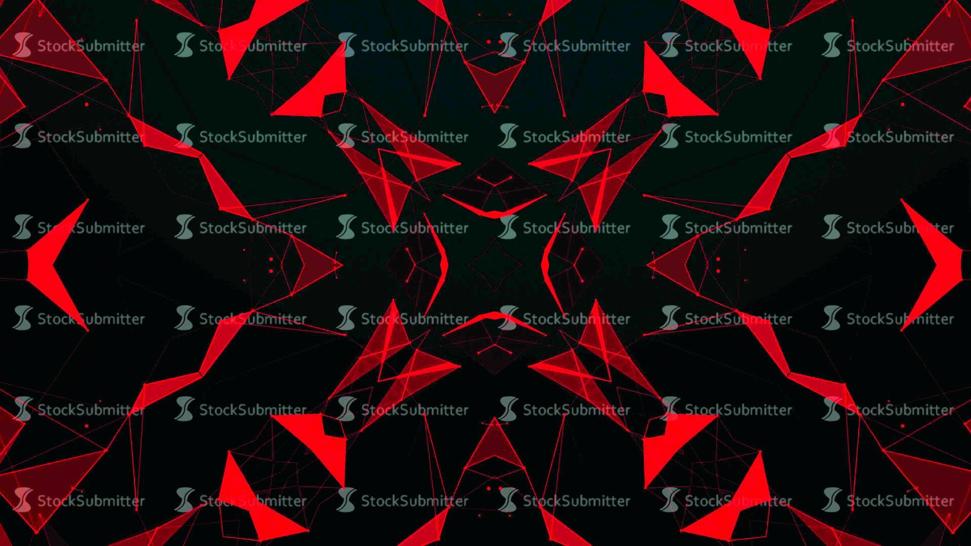 1920x1080 Red Technology Pattern Background. Hi-tech Lines and Polygons Art  Animation. 4K Abstract Kaleida