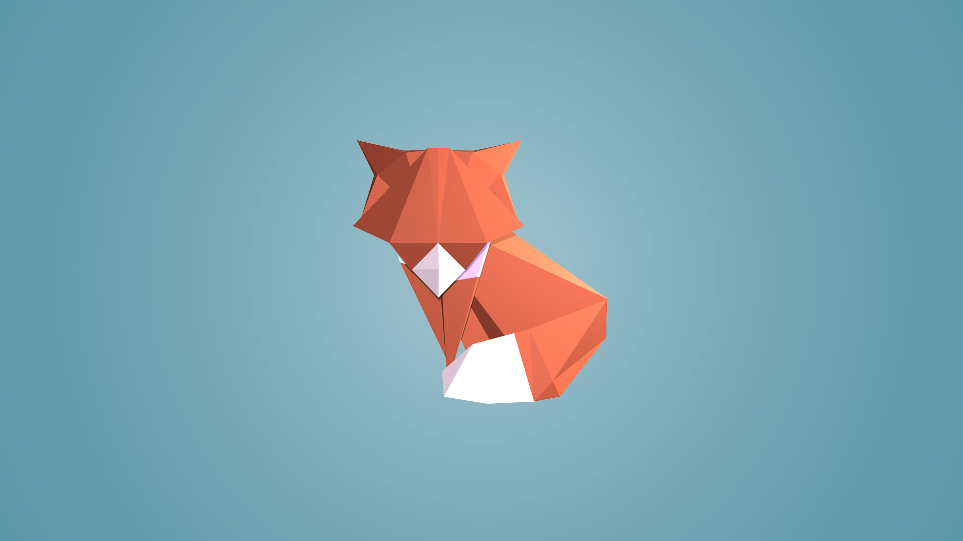 1920x1080 digital Art, Low Poly, Animals, Fox, Blue Background, Simple Background,  Geometry, Triangle Wallpapers HD / Desktop and Mobile Backgrounds
