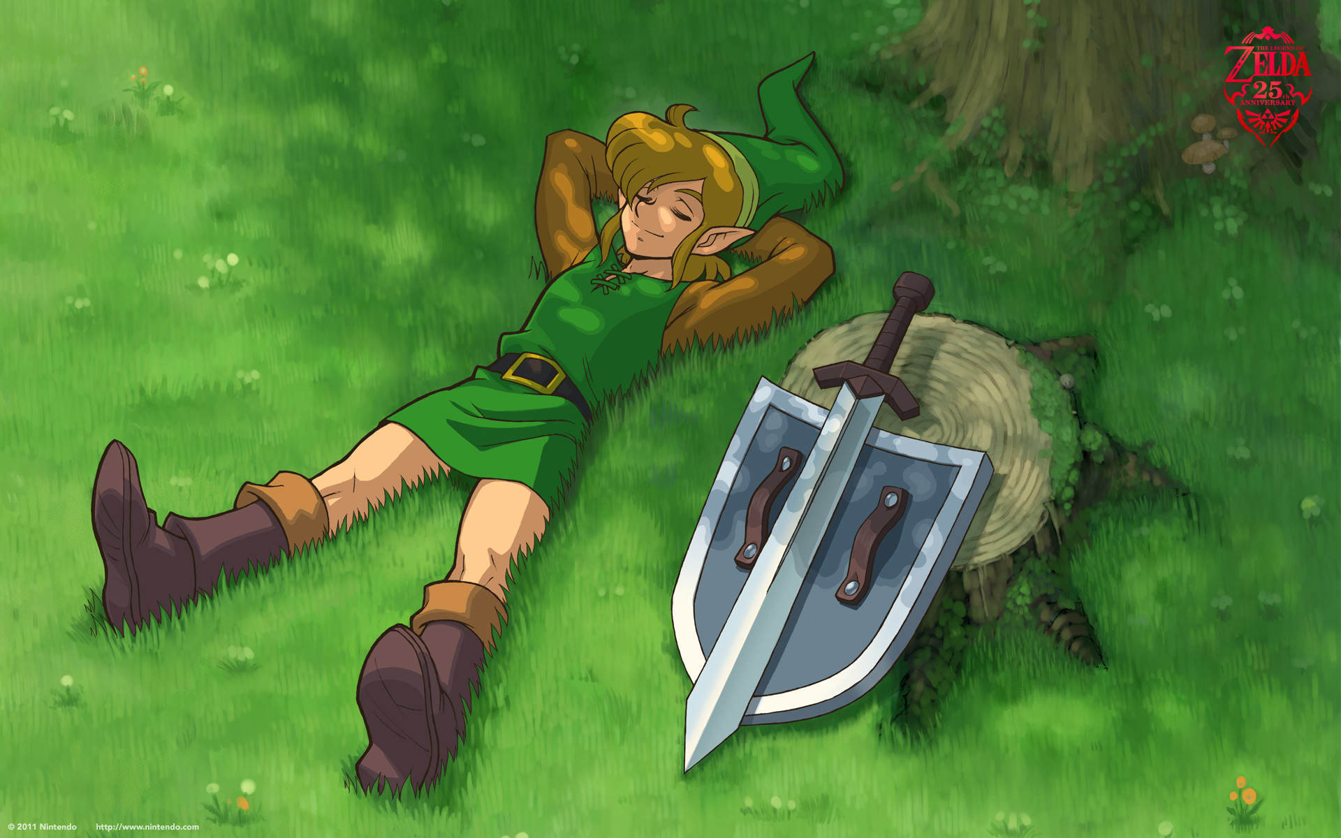 1920x1200 The Legend of Zelda Wallpaper (Zelda II: Adventure of Link) – Resting With  Hylian Shield and Sword