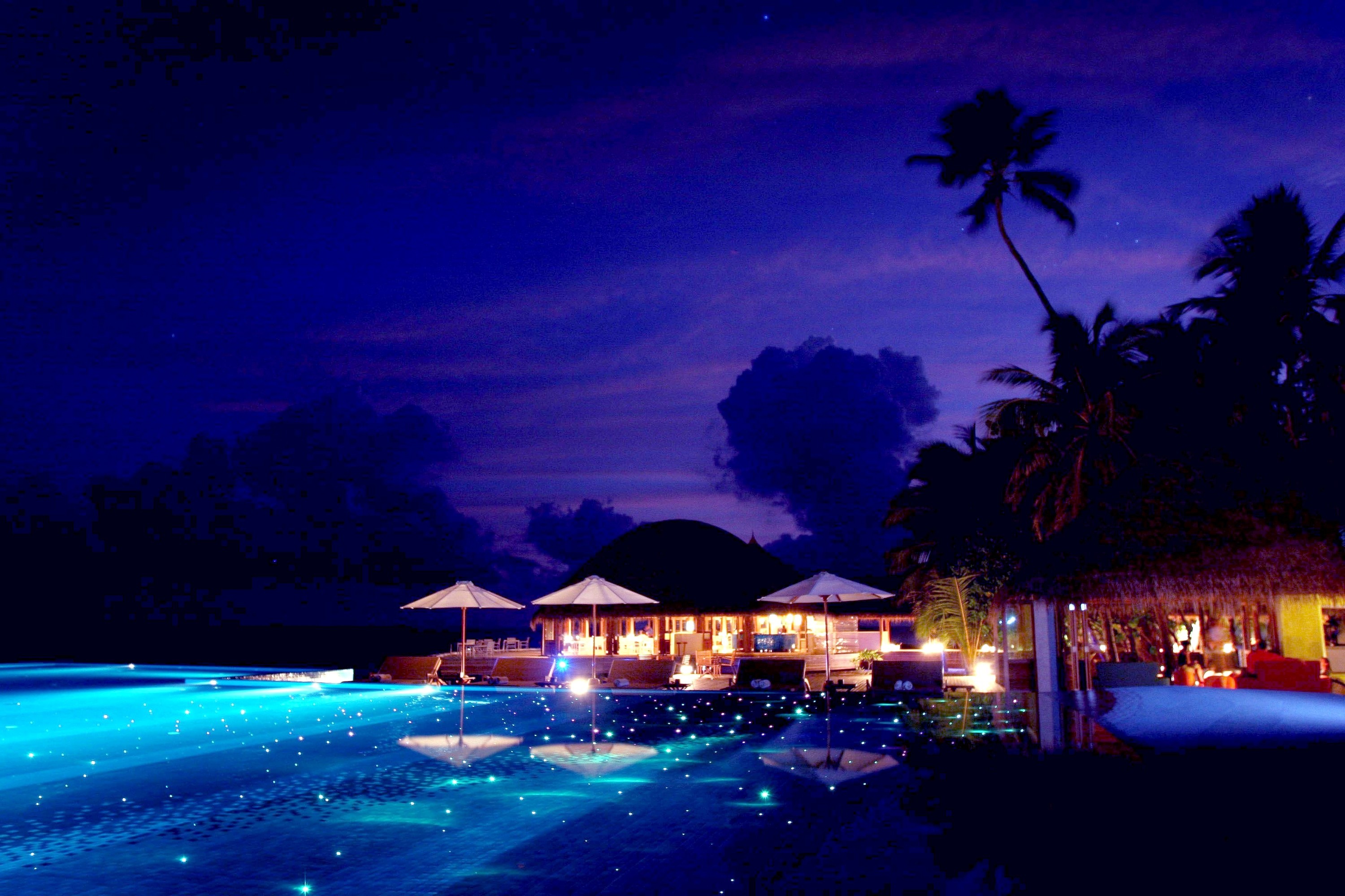 3000x2000 Beach Maldives Heavenly Tropical Summer Night Relax Wallpaper