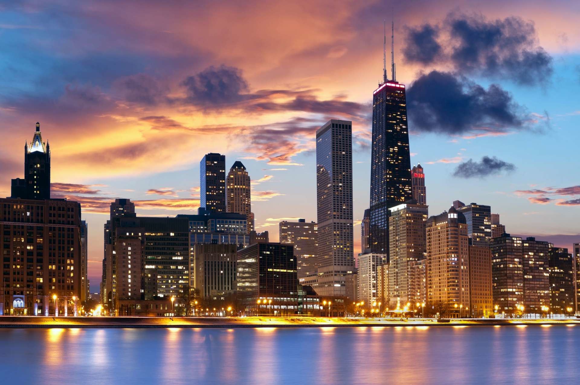 1920x1275 Sunset and Storm in Chicago HD Wallpaper