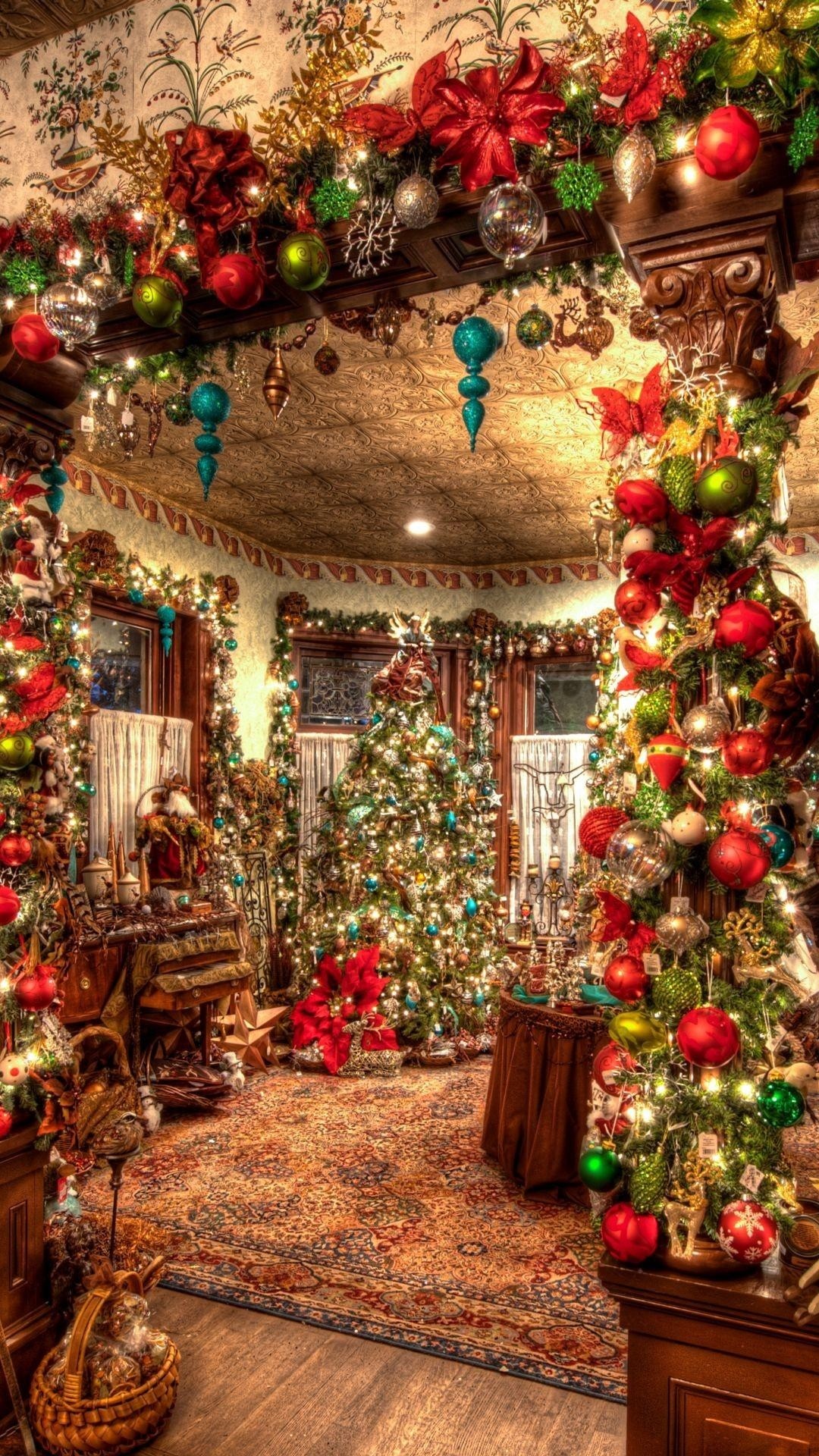 1080x1920 Christmas Decorations Big Room Tree Android Wallpaper