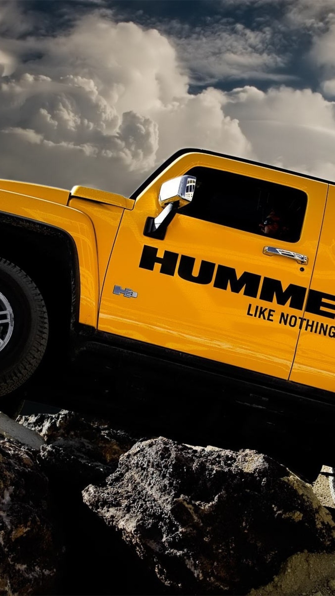 1080x1920  Wallpaper hummer, h3, auto, yellow, left side