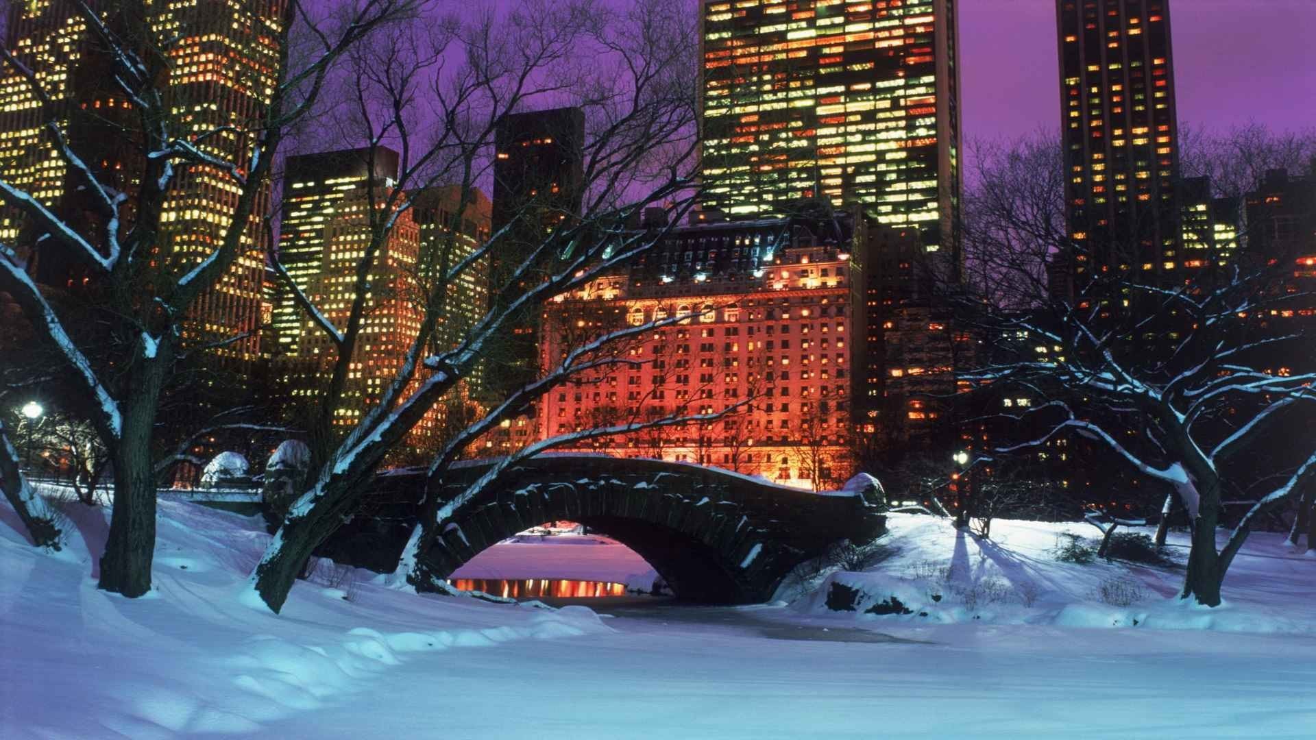 1920x1080 winter New York City Central Park wallpaper background