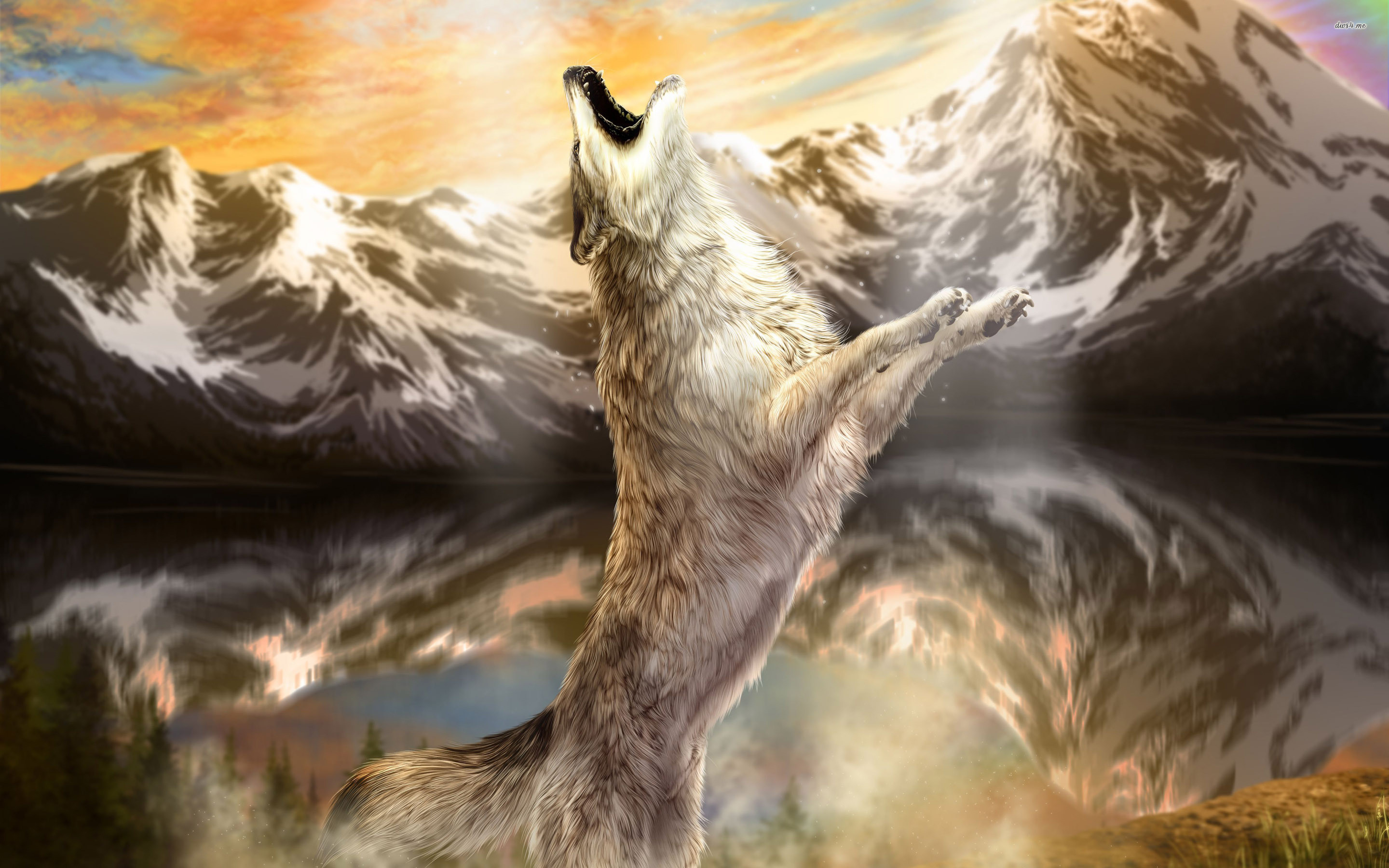 2880x1800 howling wolf wallpaper