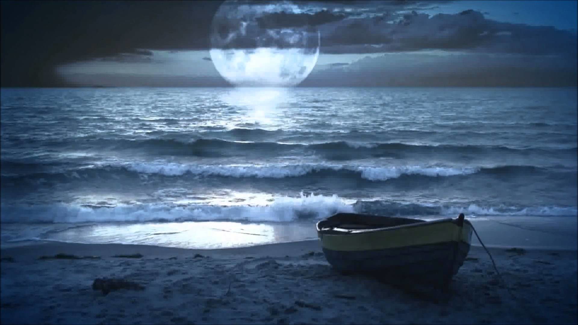 1920x1080 HD Video Background Moonlight Beach and Beautiful Music