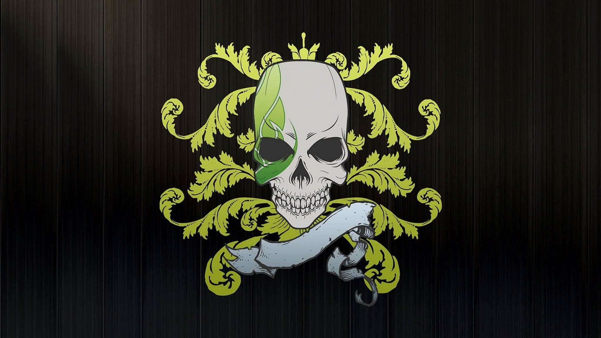 2048x1152 Preview wallpaper skull, symbols, graphics 