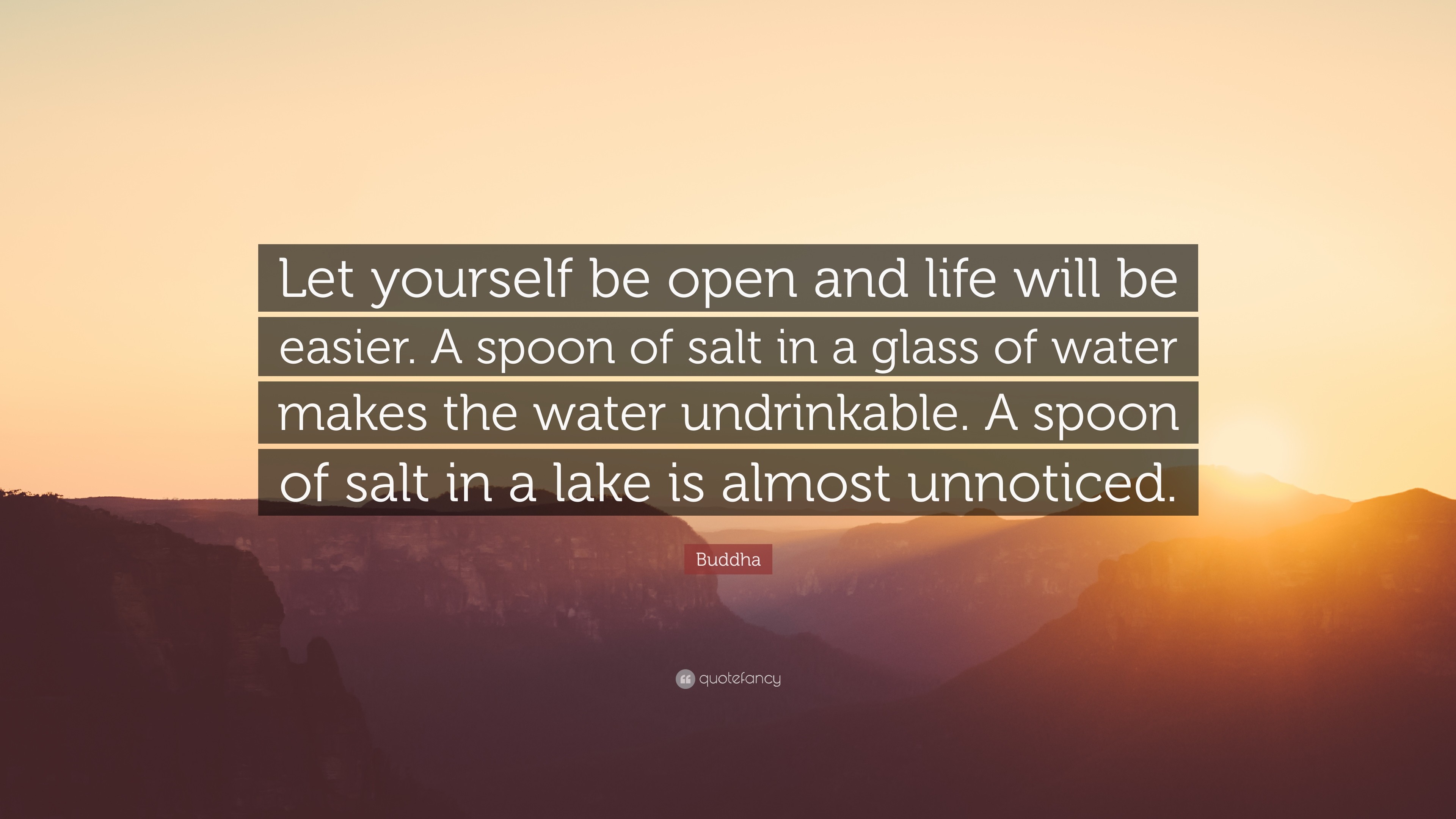 3840x2160 Buddha Quote: “Let yourself be open and life will be easier. A spoon
