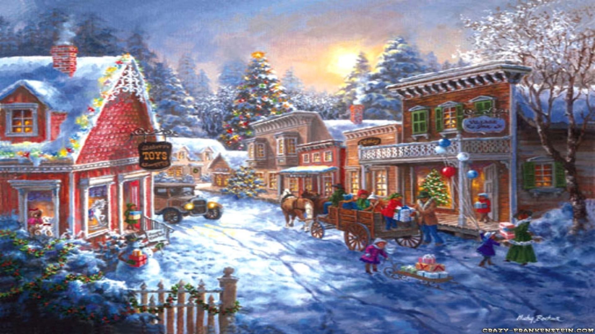 1920x1080 Christmas Village Scene Wallpaper (16)