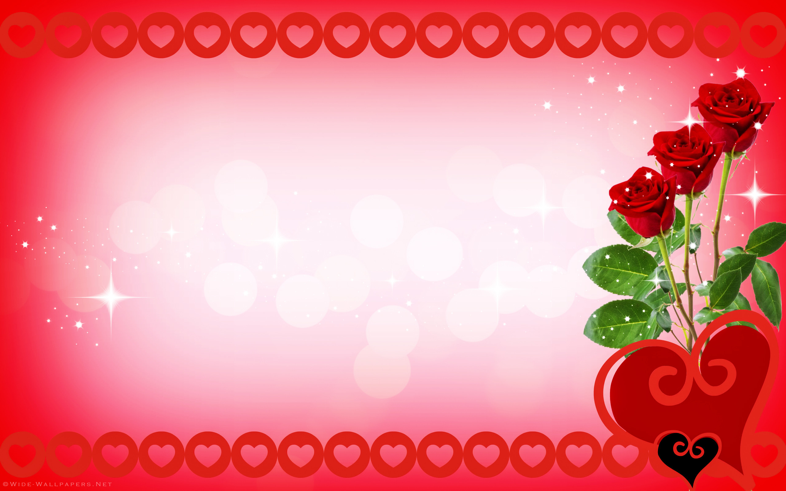 2560x1600 Valentine's Day Card Red Roses and Hearts wallpaper