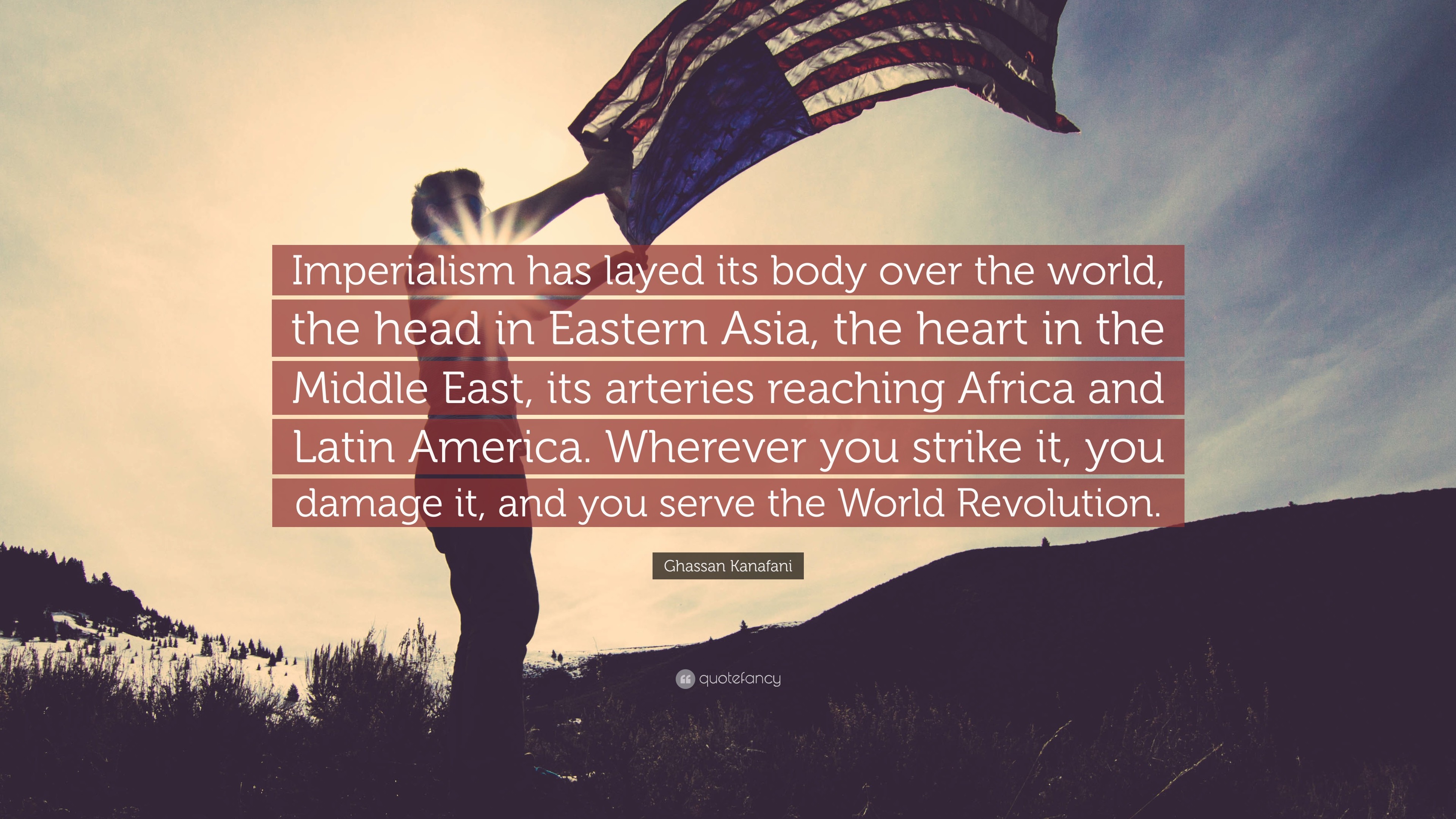3840x2160 Ghassan Kanafani Quote: “Imperialism has layed its body over the world, the  head