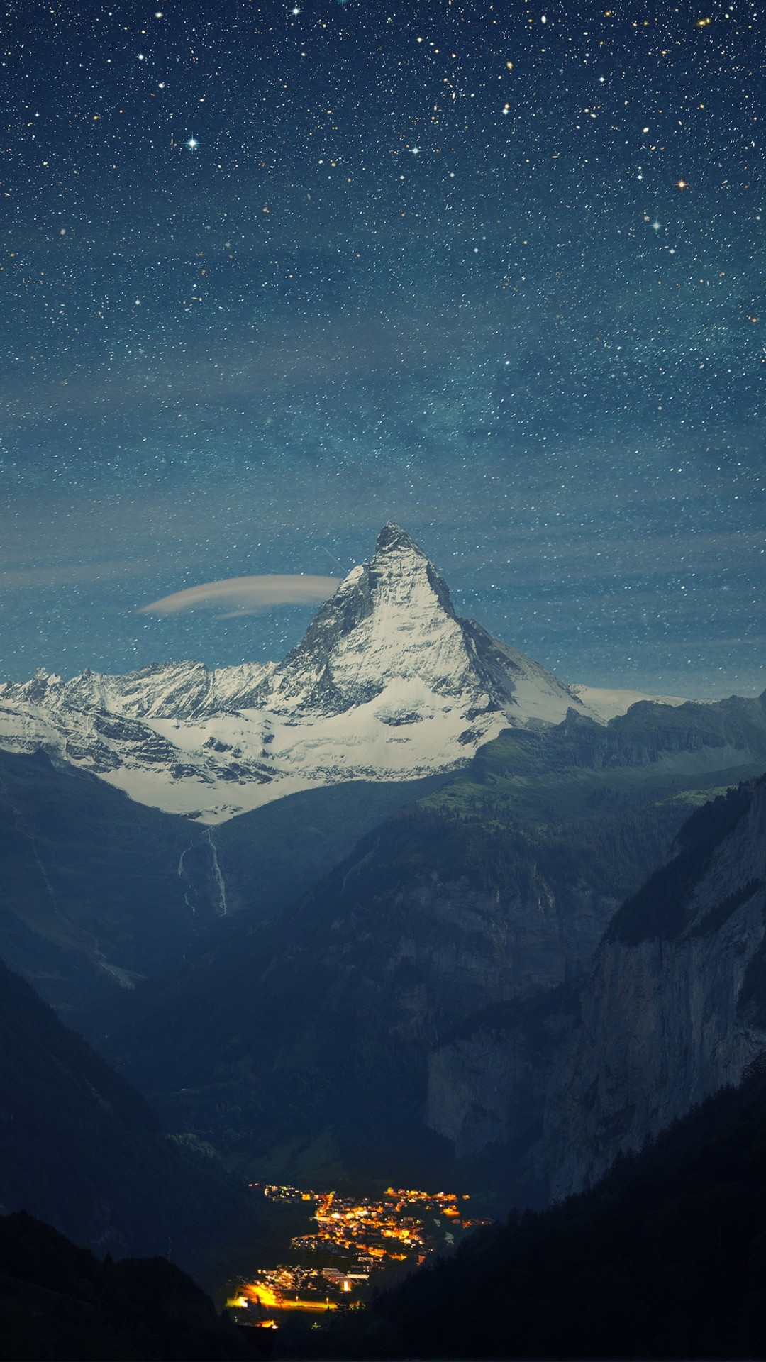 1080x1920 Preview wallpaper switzerland, alps, mountains, night, beautiful landscape  