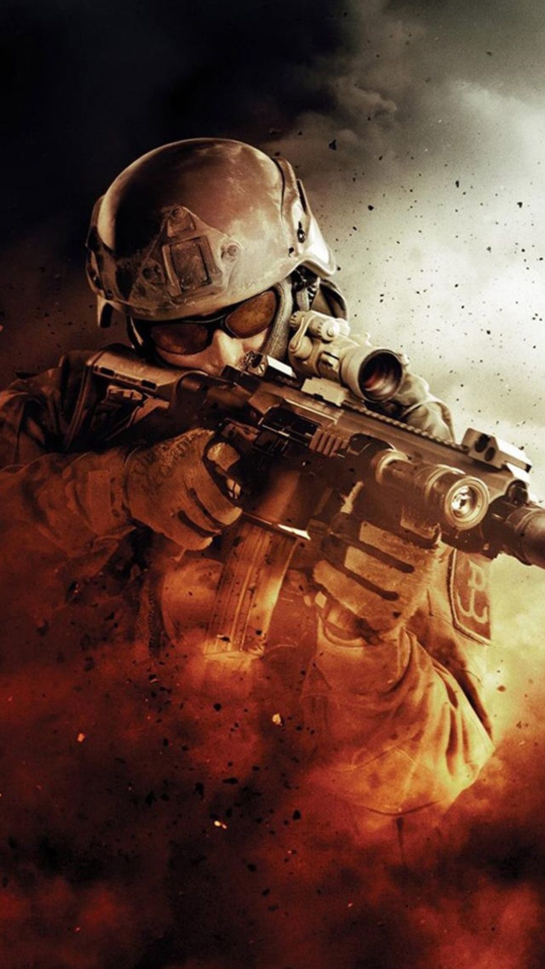 1080x1920 War Fire Fight Soldier Gun Weapon #iPhone #6 #plus #wallpaper